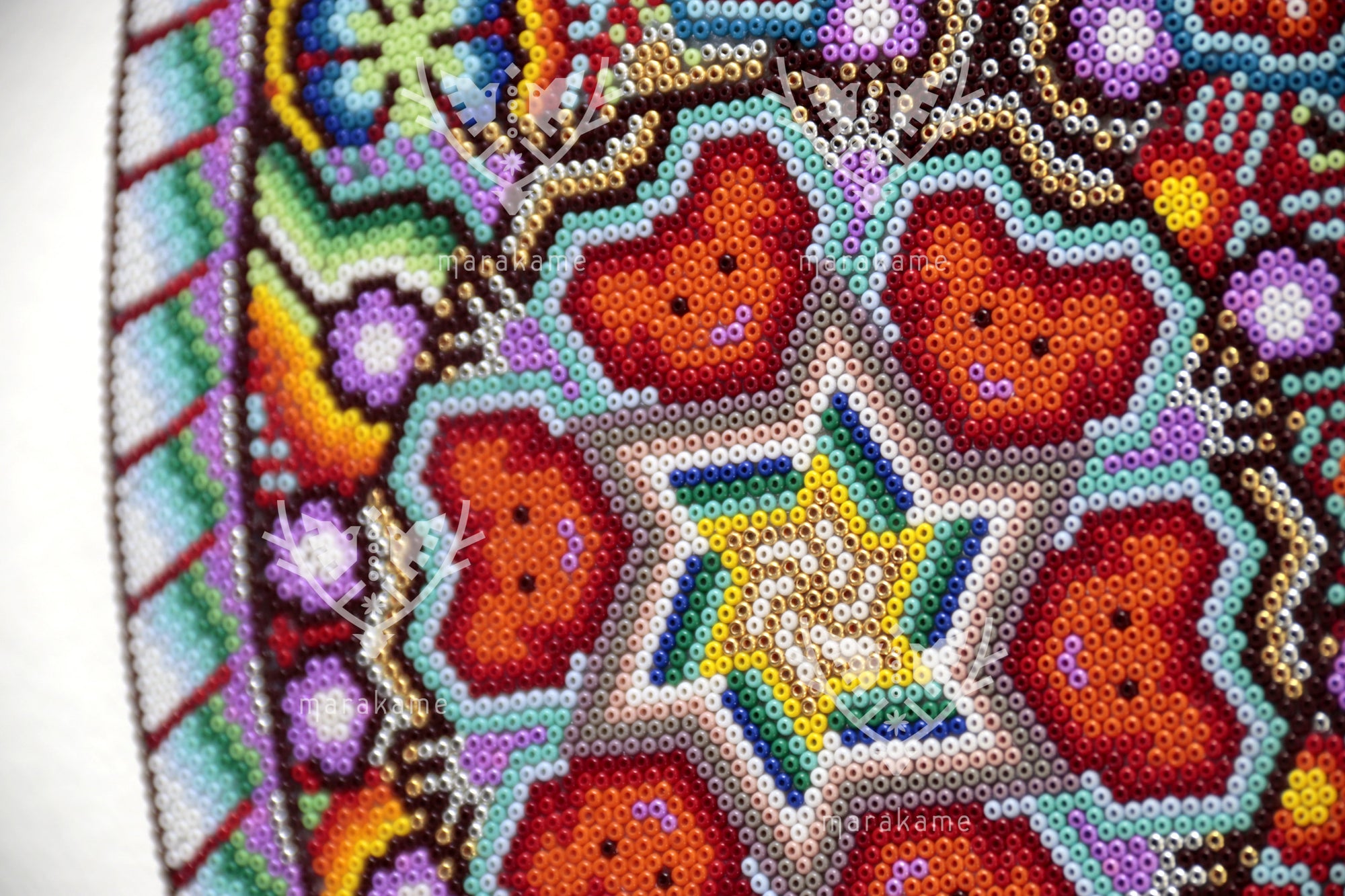 Nierika de Chaquira micro Huichol Circle - Niwetsika - 40.3 cm.