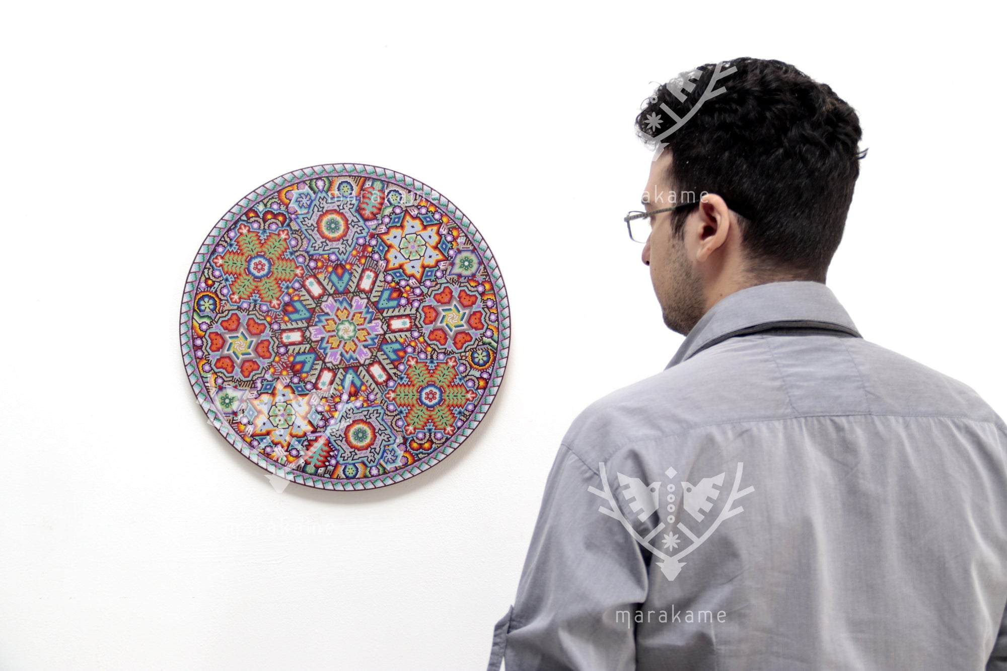 Nierika de Chaquira micro Huichol Circle - Niwetsika - 40.3 cm.