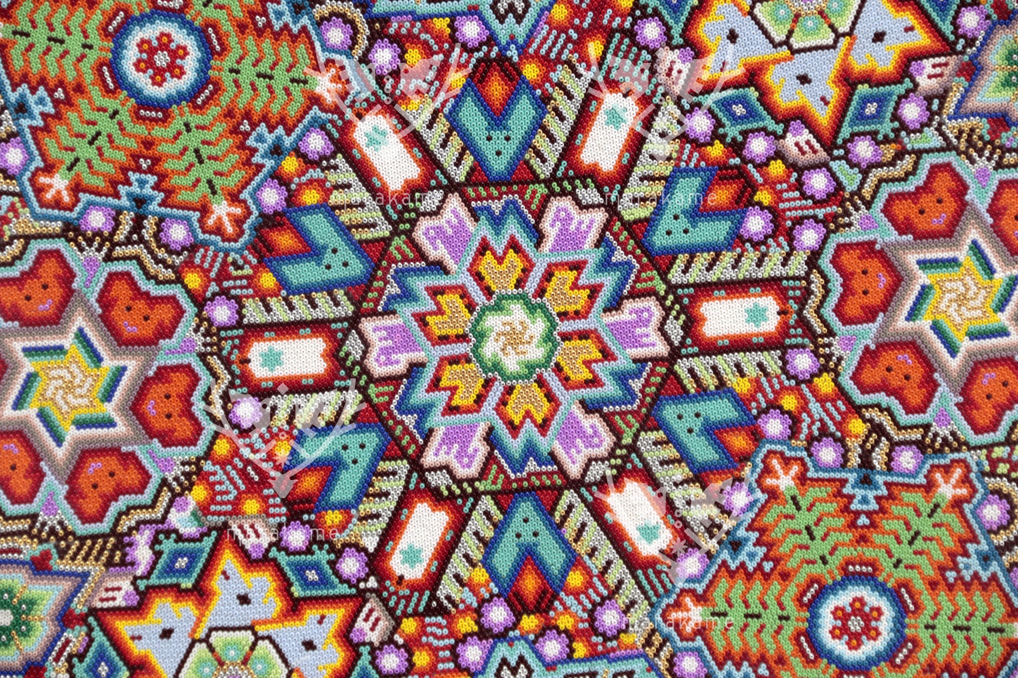 Nierika de Chaquira micro Huichol Circle - Niwetsika - 40.3 cm.