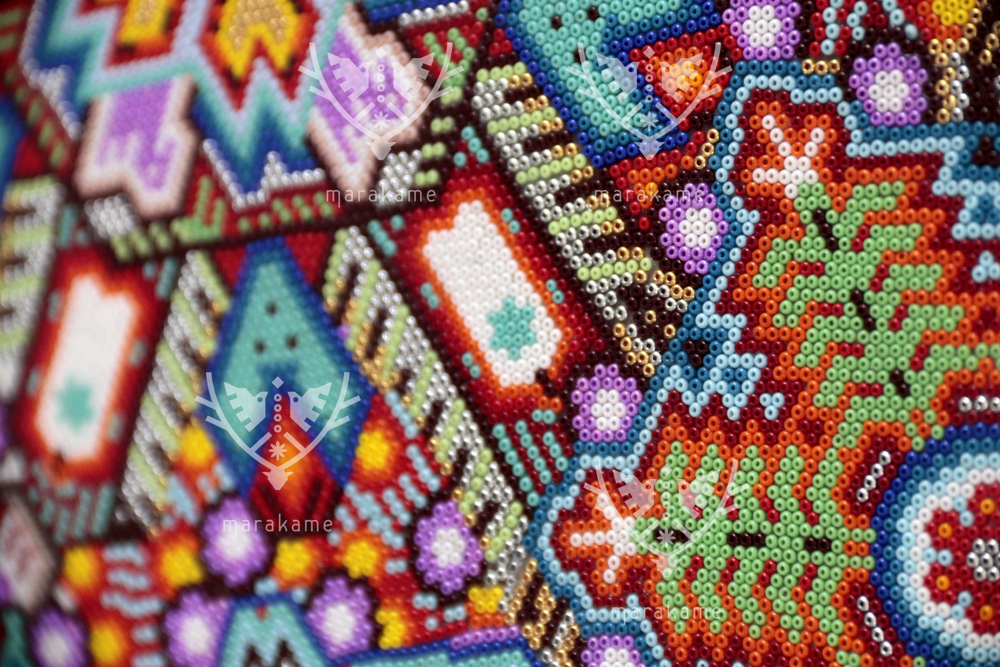 Nierika de Chaquira micro Huichol Circle - Niwetsika - 40.3 cm.