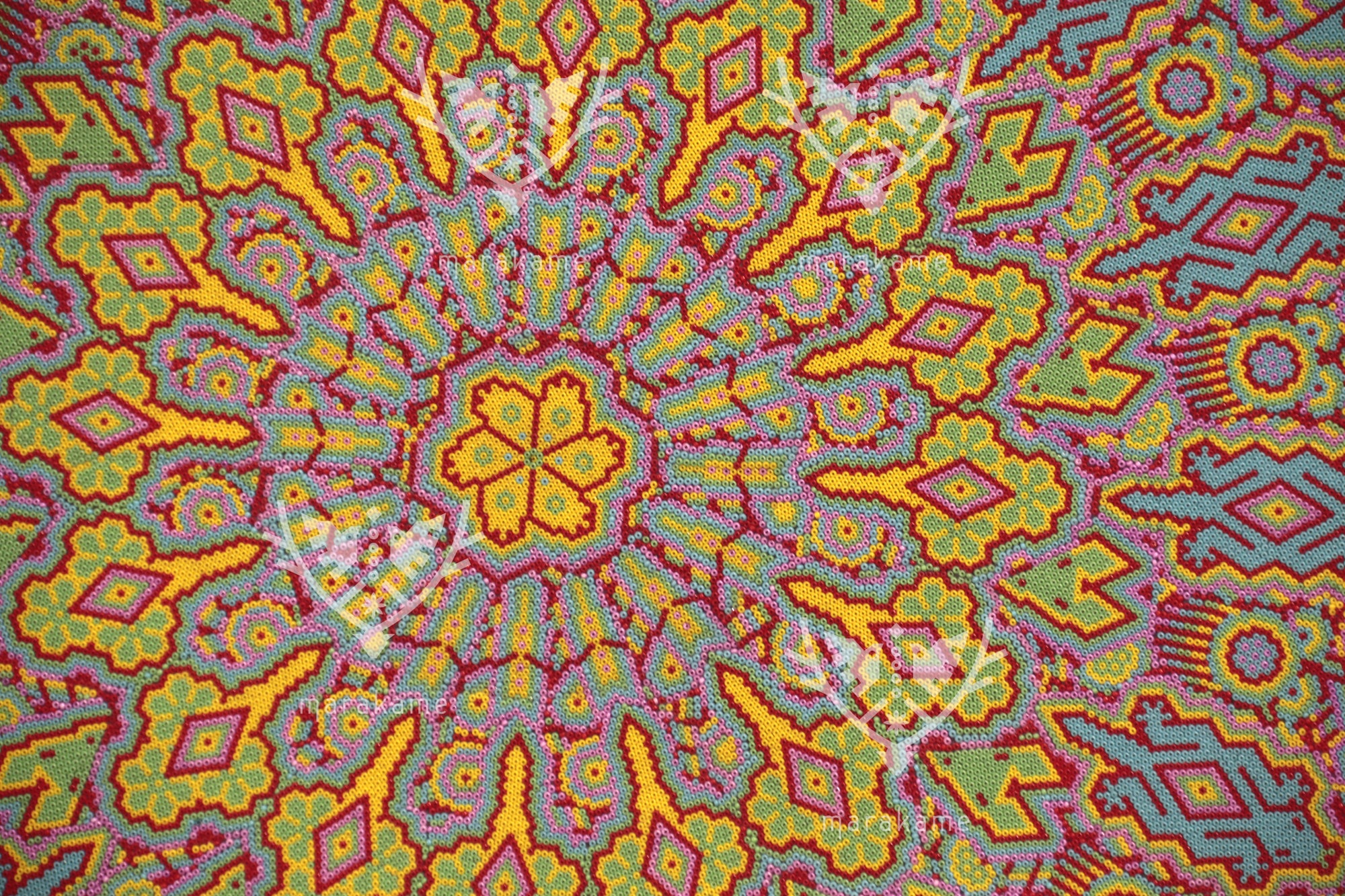 Nierika de Chaquira micro Circulo Huichol - Los Colores del Maíz - 60 cm.