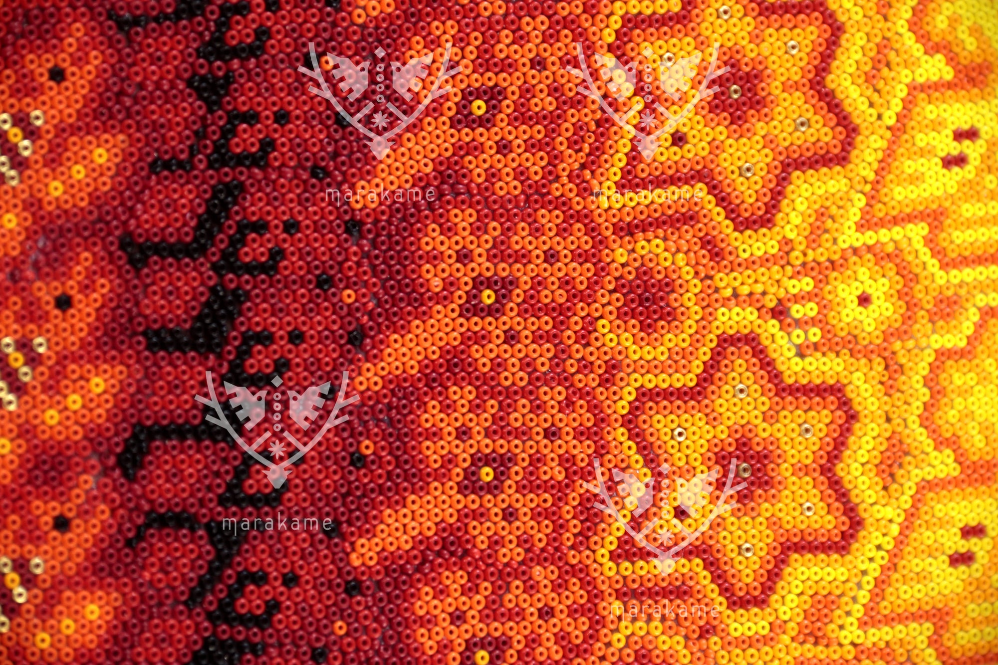 Nierika de Chaquira Circulo Huichol - Tatewari: El Nacimiento del Abuelo Fuego - 180 cm.