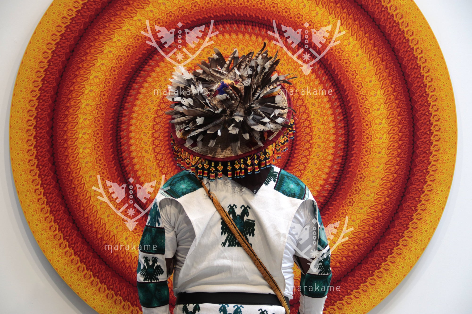 Nierika de Chaquira Circulo Huichol - Tatewari: El Nacimiento del Abuelo Fuego - 180 cm.