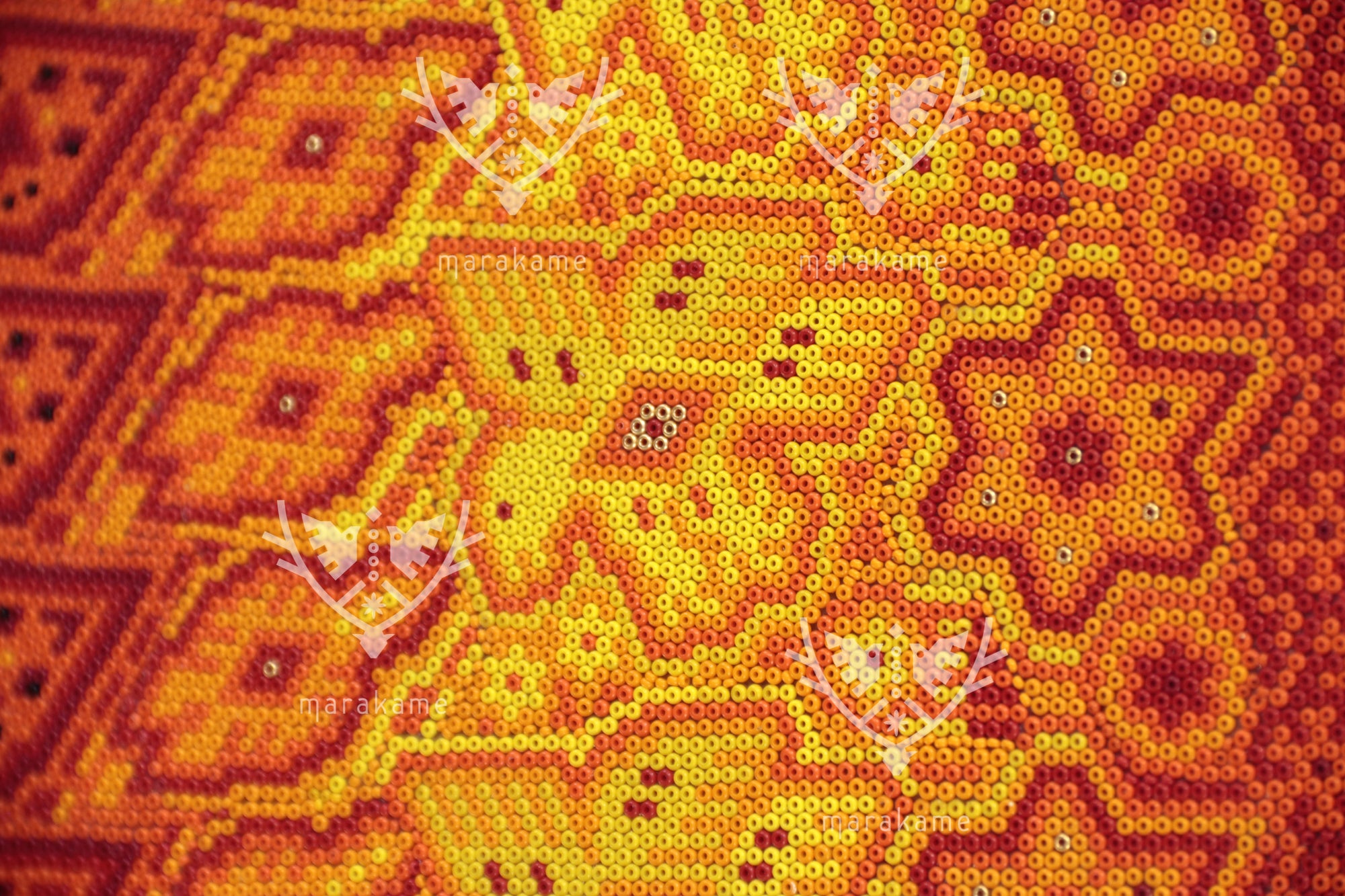 Nierika de Chaquira Circulo Huichol - Tatewari: El Nacimiento del Abuelo Fuego - 180 cm.