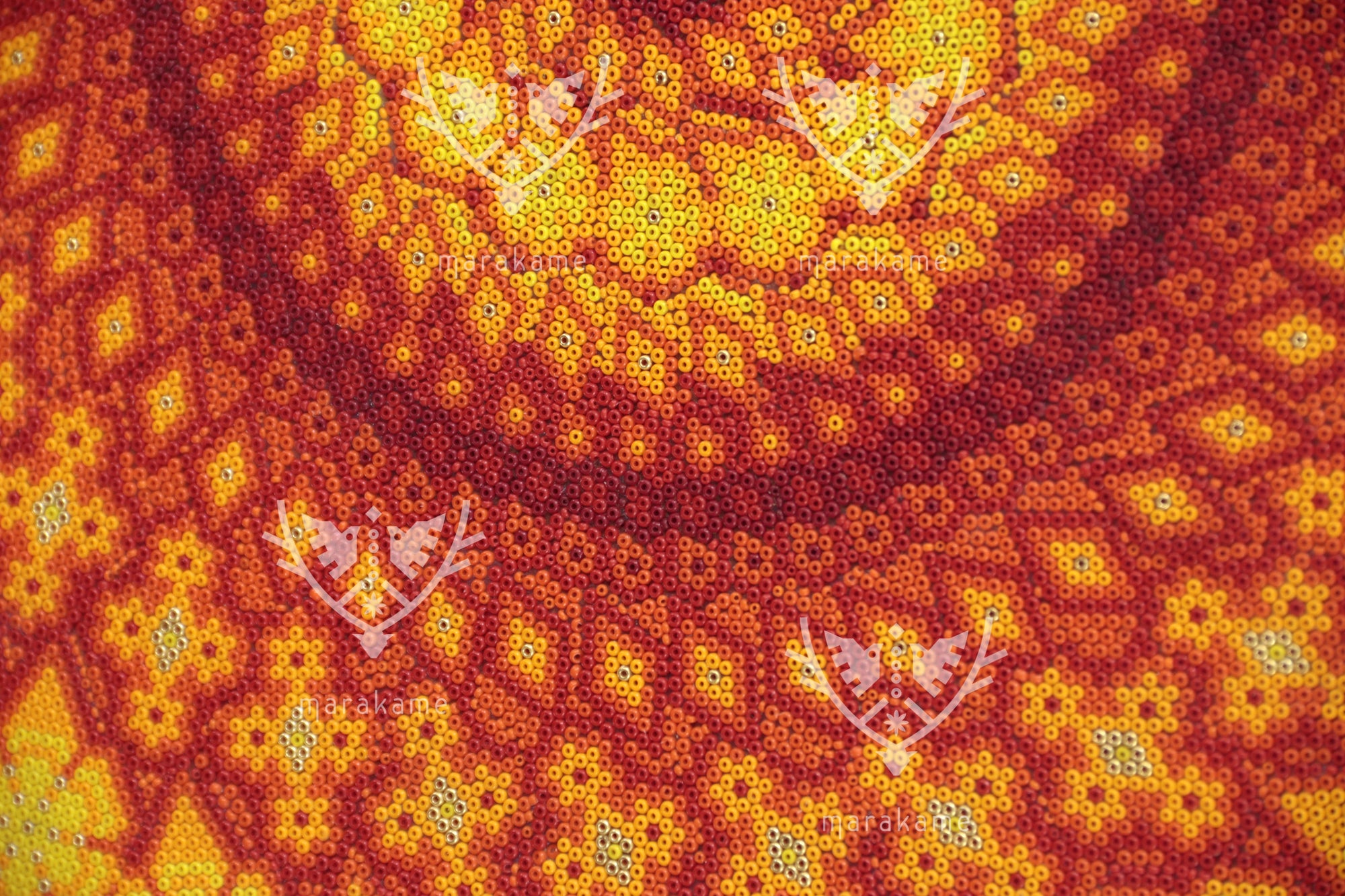Nierika de Chaquira Circulo Huichol - Tatewari: El Nacimiento del Abuelo Fuego - 180 cm.