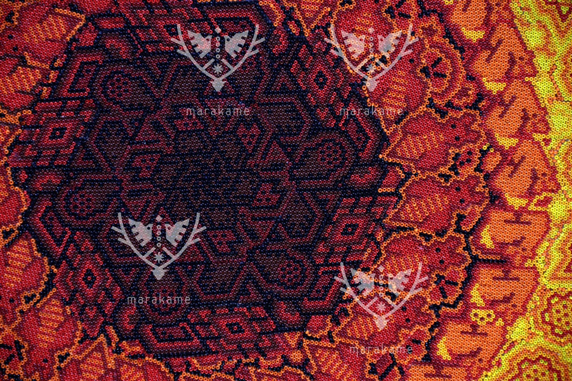 Nierika de Sequira micro Huichol Circle - Our Father Sun - 40.3 cm.