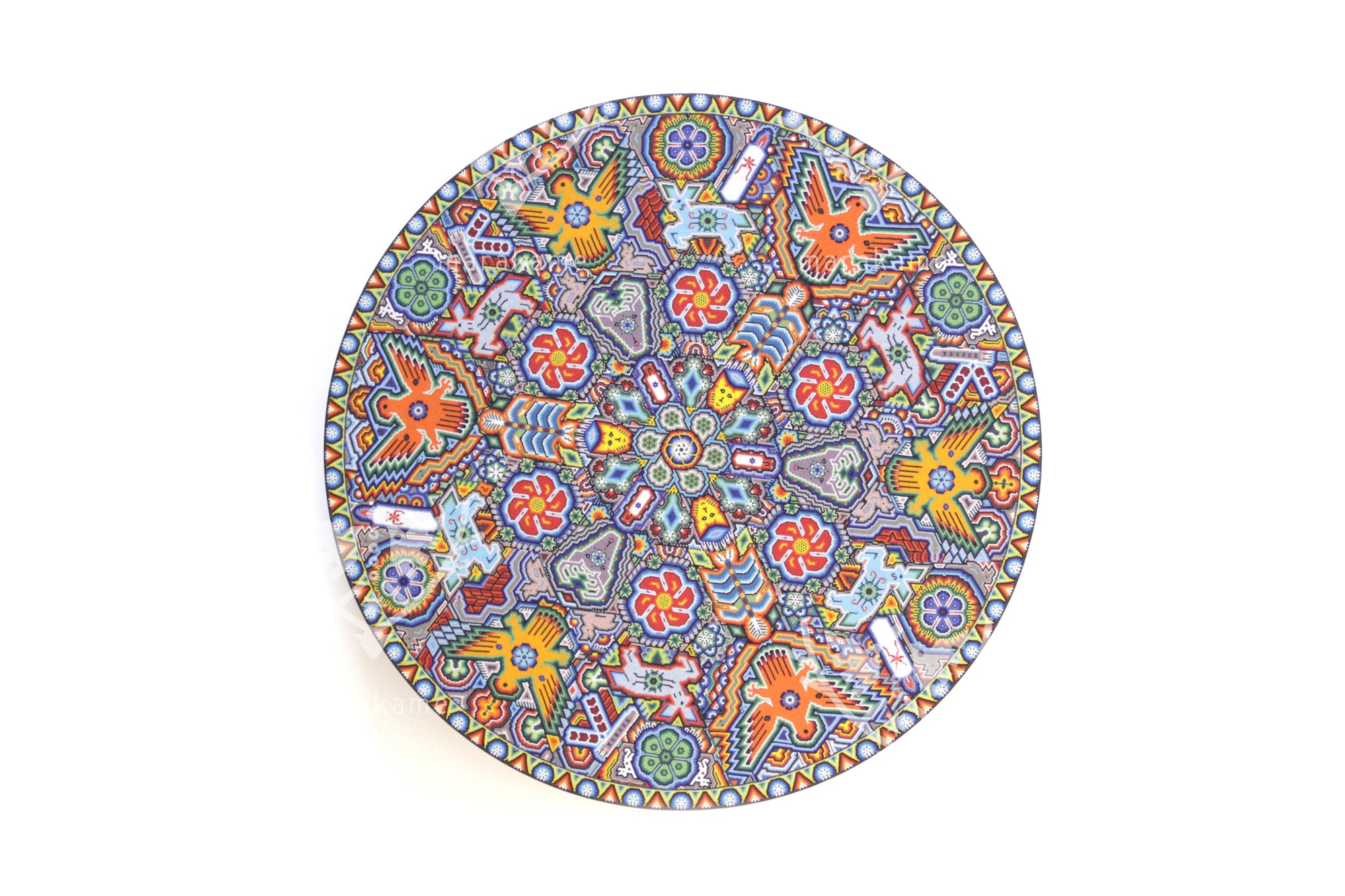 Nierika de Chaquira micro Huichol Circle - Maxakuaxi Yeiyarieya in Mukuyuawi - The vision of maxakuaxi in Mukuyuawi - 80 cm.