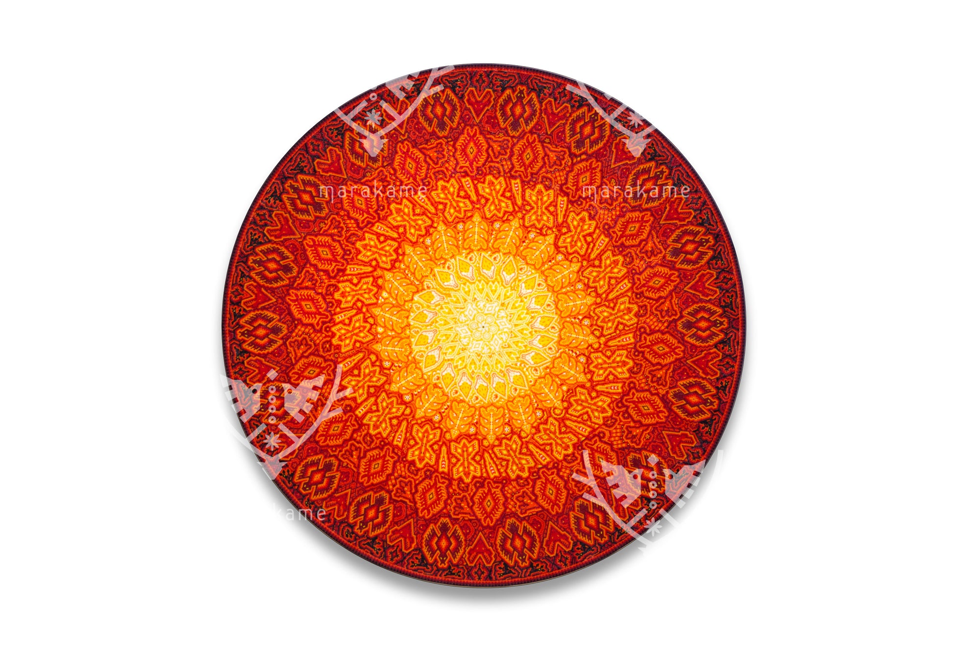 Nierika de Chaquira micro Círculo Huichol - Flor de fuego: polen, visión y territorio - 80 cm.