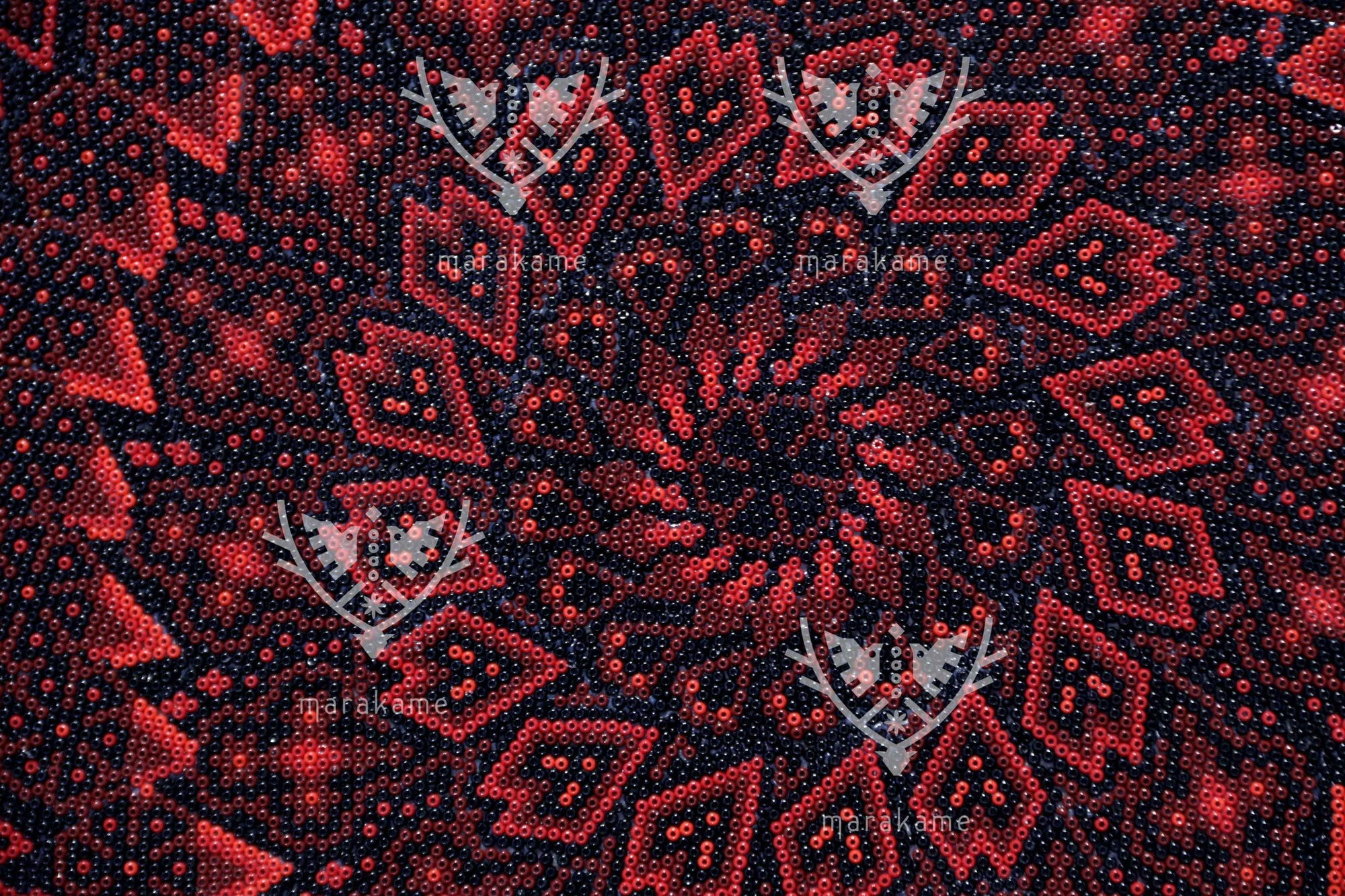 Nierika de Chaquira Círculo Huichol - Te’akata: fuego primordial y centro ceremonial wixárika - 160 cm. - 2025