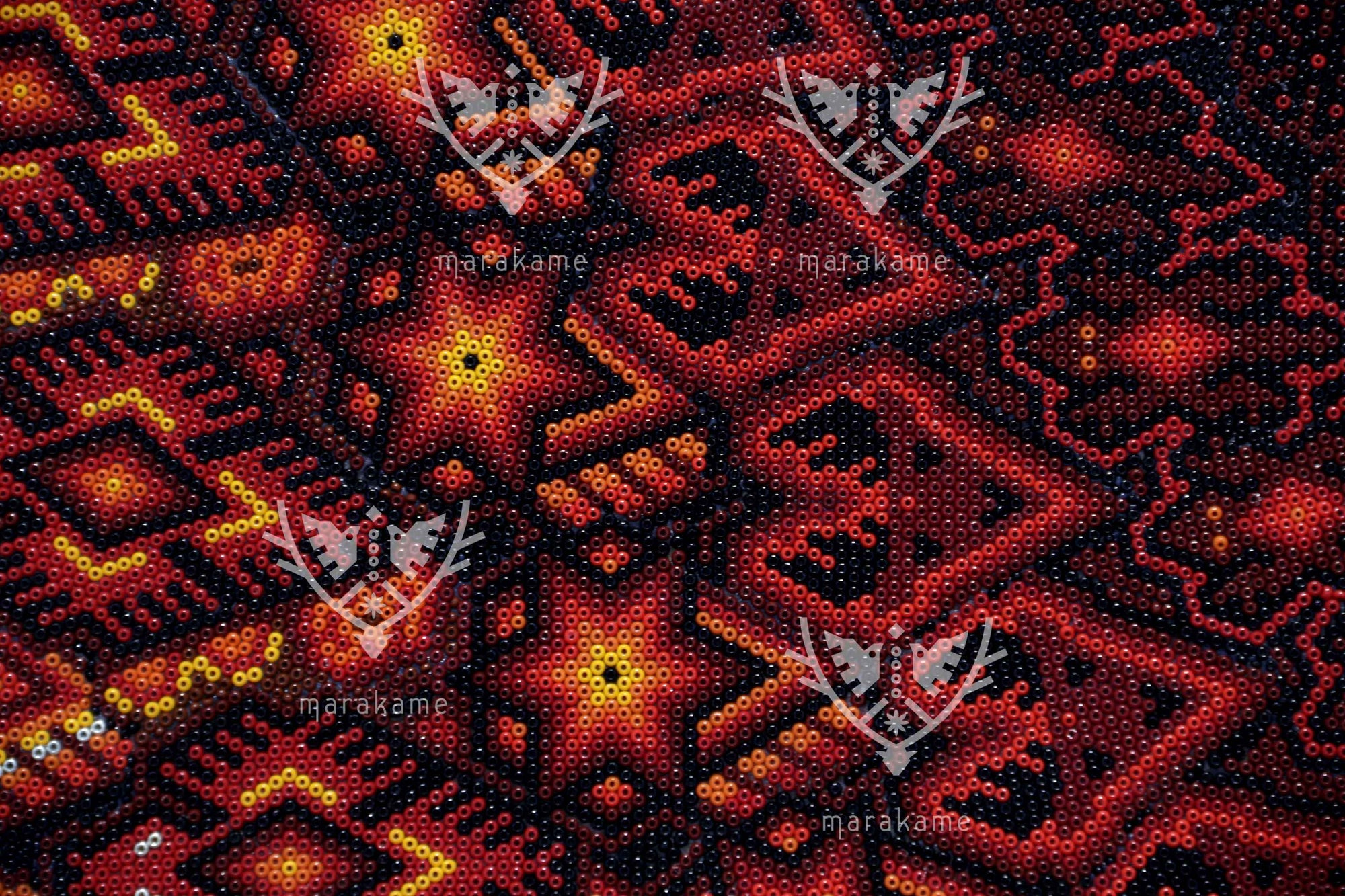 Nierika de Chaquira Círculo Huichol - Te’akata: fuego primordial y centro ceremonial wixárika - 160 cm. - 2025