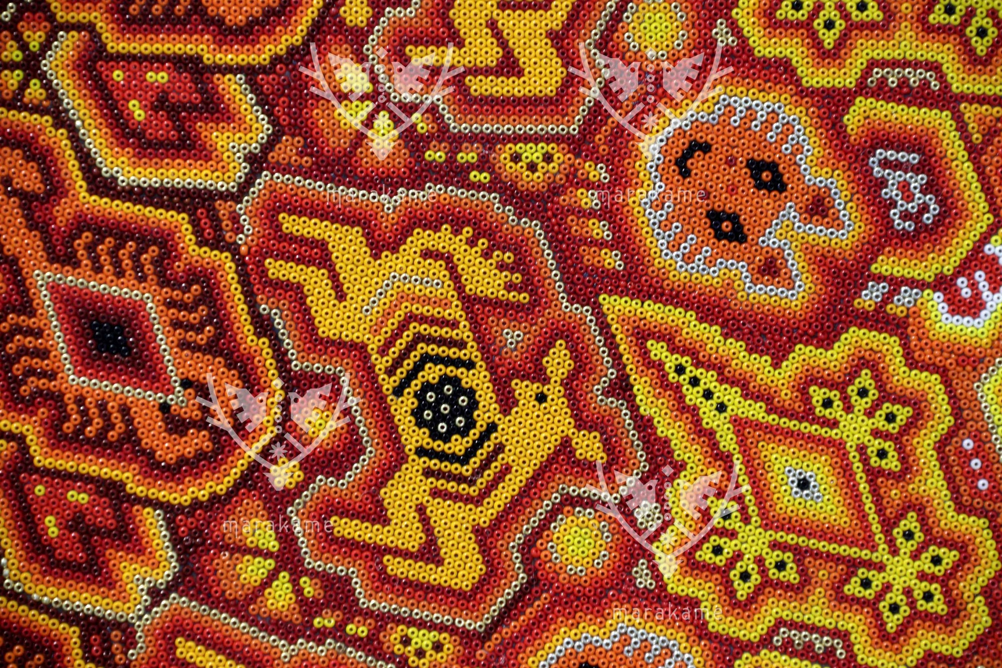 Nierika de Chaquira Círculo Huichol - Te’akata: fuego primordial y centro ceremonial wixárika - 160 cm. - 2025