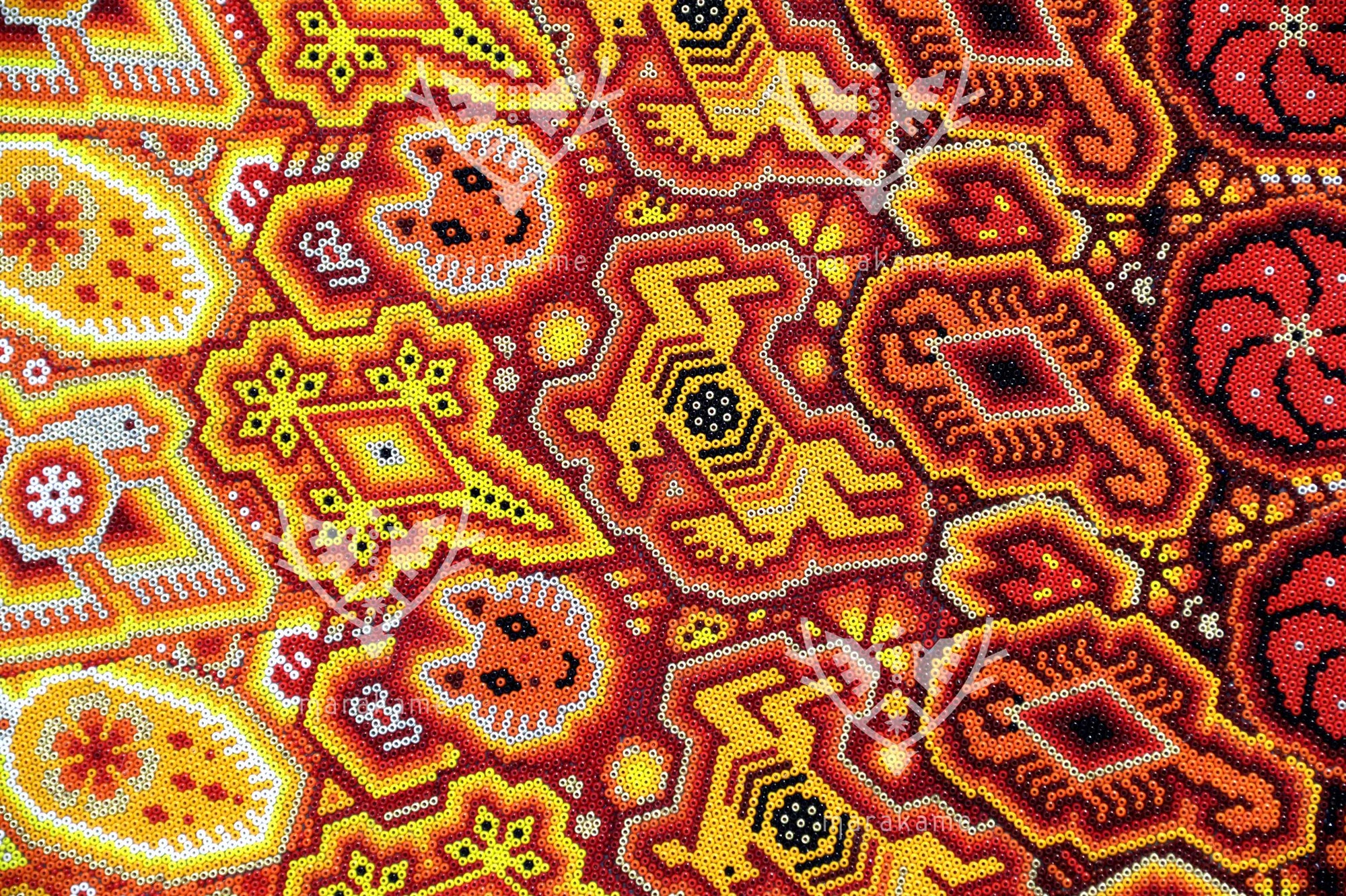 Nierika de Chaquira Círculo Huichol - Te’akata: fuego primordial y centro ceremonial wixárika - 160 cm. - 2025
