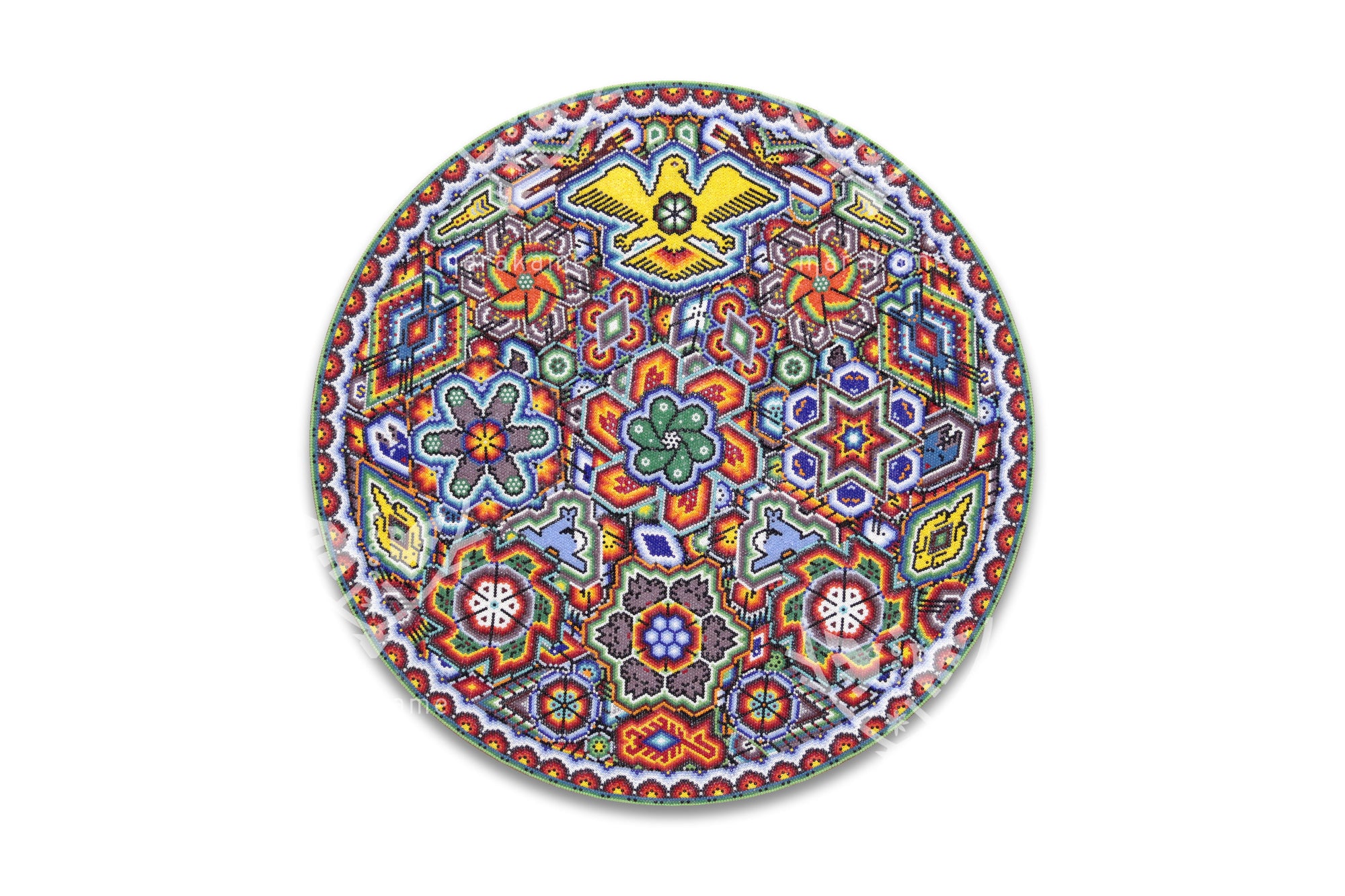 Nierika de Chaquira micro Círculo Huichol - Wirikuta Wa Usa Manti Neika - 40 cm.