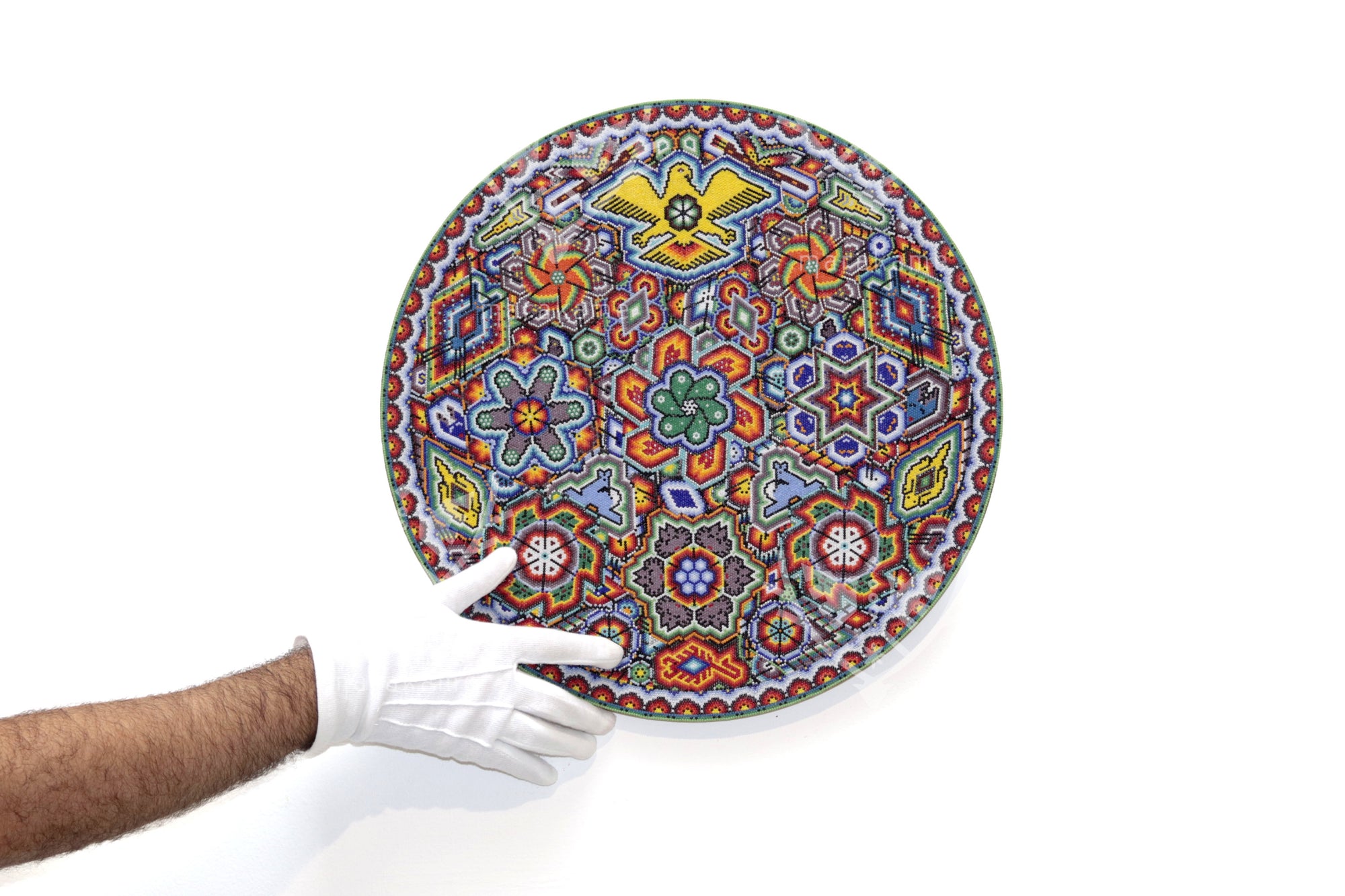 Nierika de Chaquira micro Círculo Huichol - Wirikuta Wa Usa Manti Neika - 40 cm.