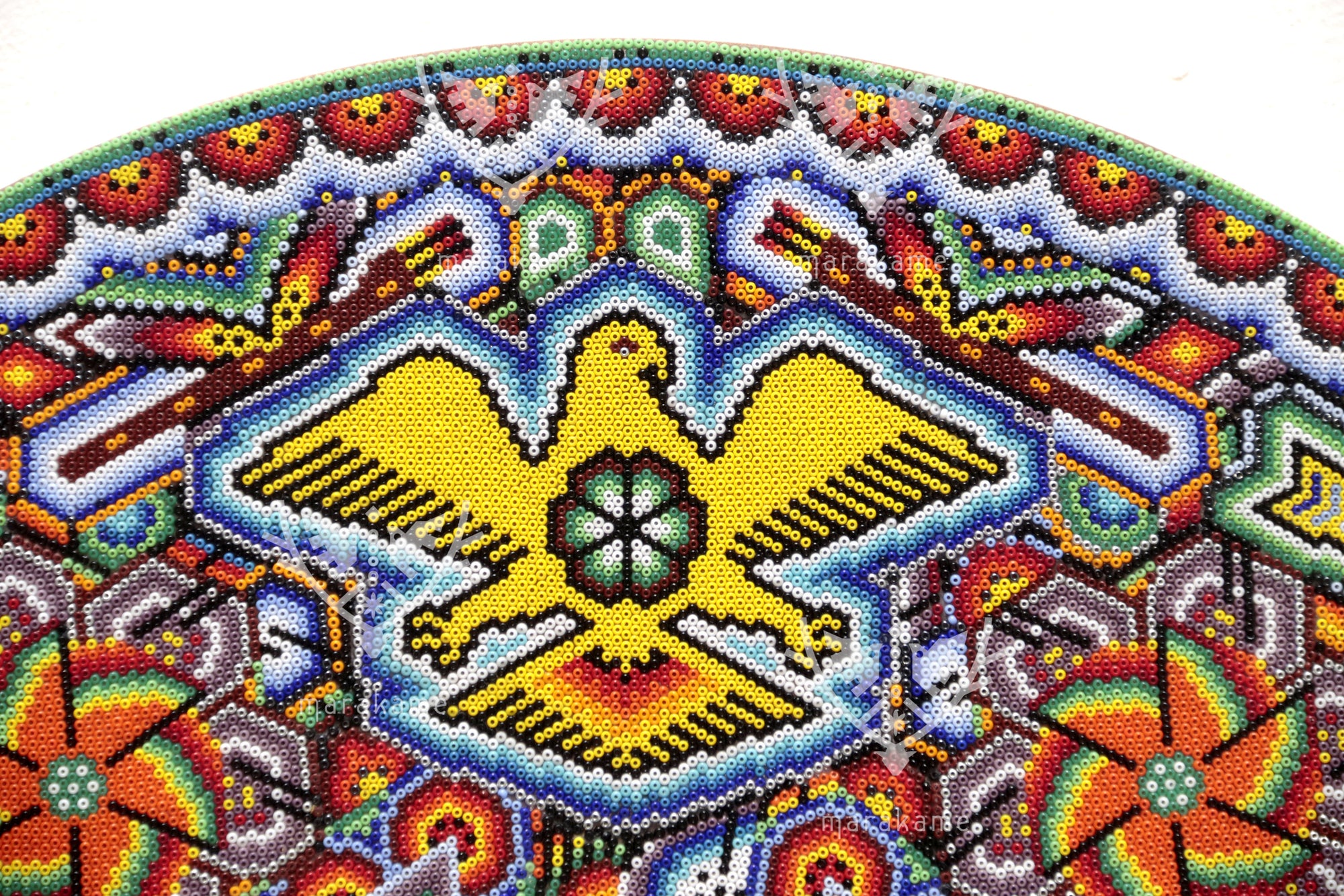 Nierika de Chaquira micro Círculo Huichol - Wirikuta Wa Usa Manti Neika - 40 cm.