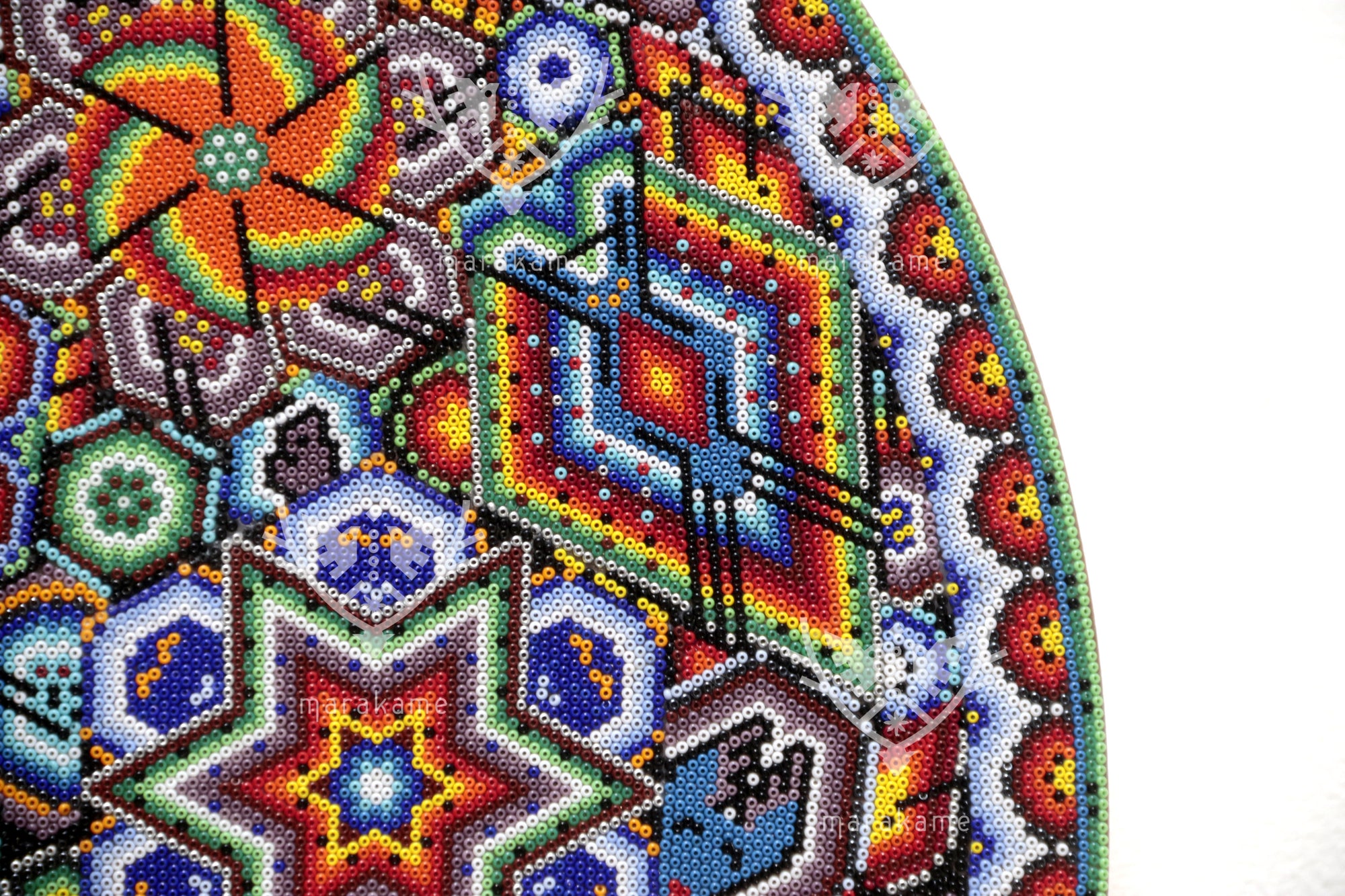 Nierika de Chaquira micro Círculo Huichol - Wirikuta Wa Usa Manti Neika - 40 cm.
