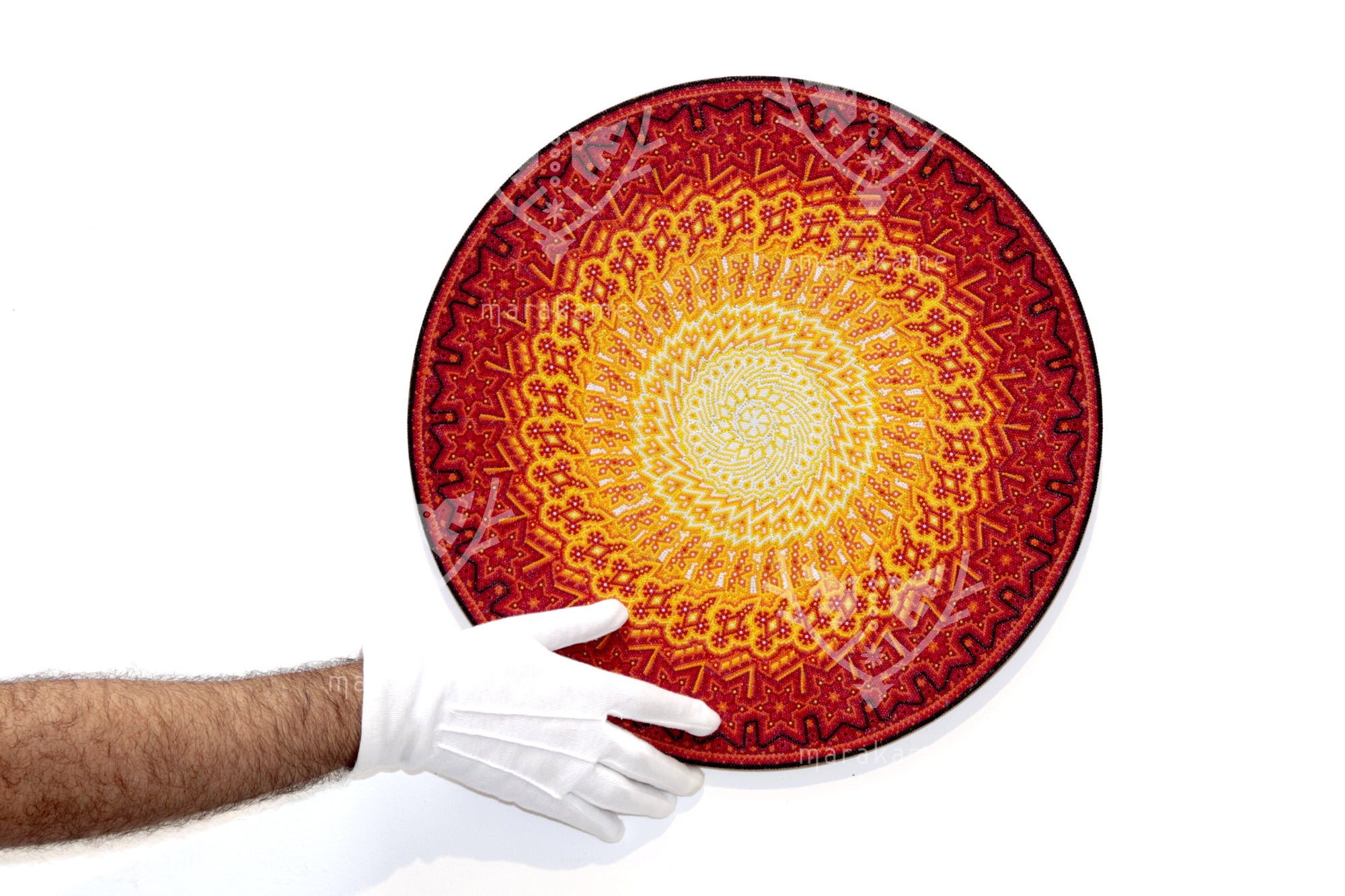 Nierika de Chaquira micro Círculo Huichol - Visión de Tatewari - 40 cm.