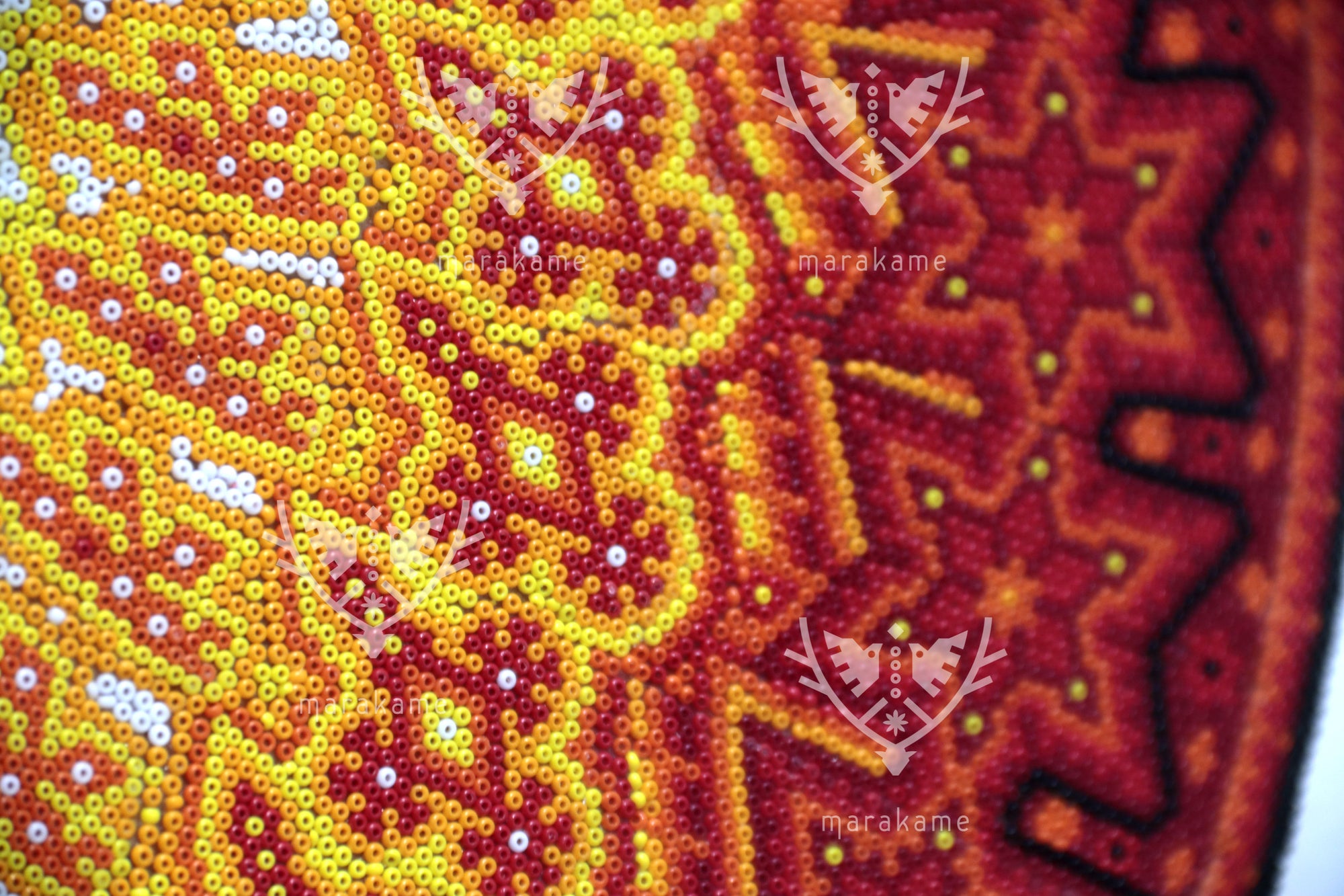 Nierika de Chaquira micro Círculo Huichol - Visión de Tatewari - 40 cm.