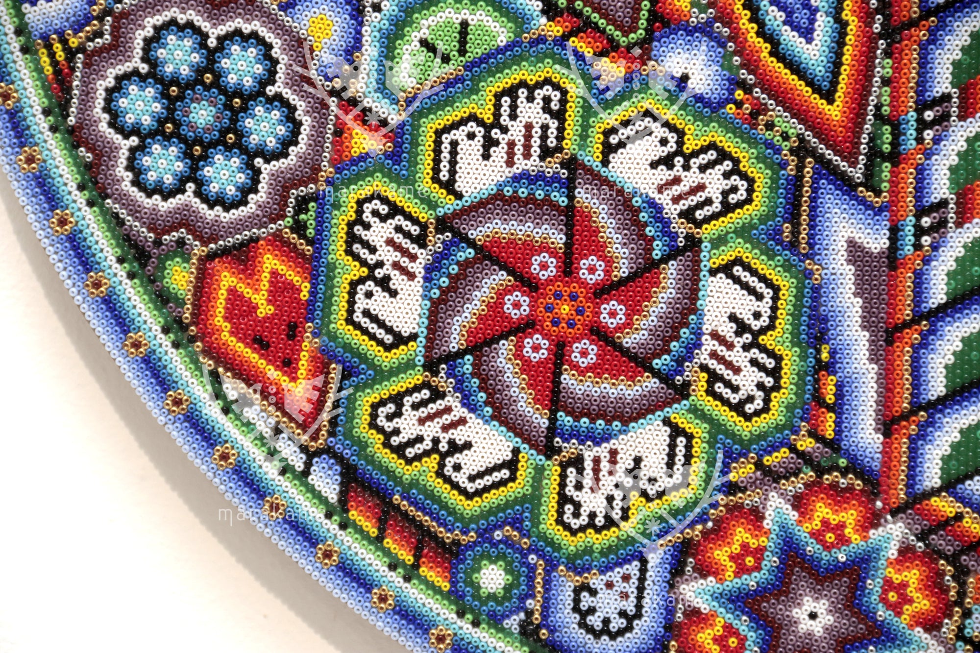 Nierika de Chaquira micro Círculo Huichol - El camino del Venado Sagrado - 40 cm.