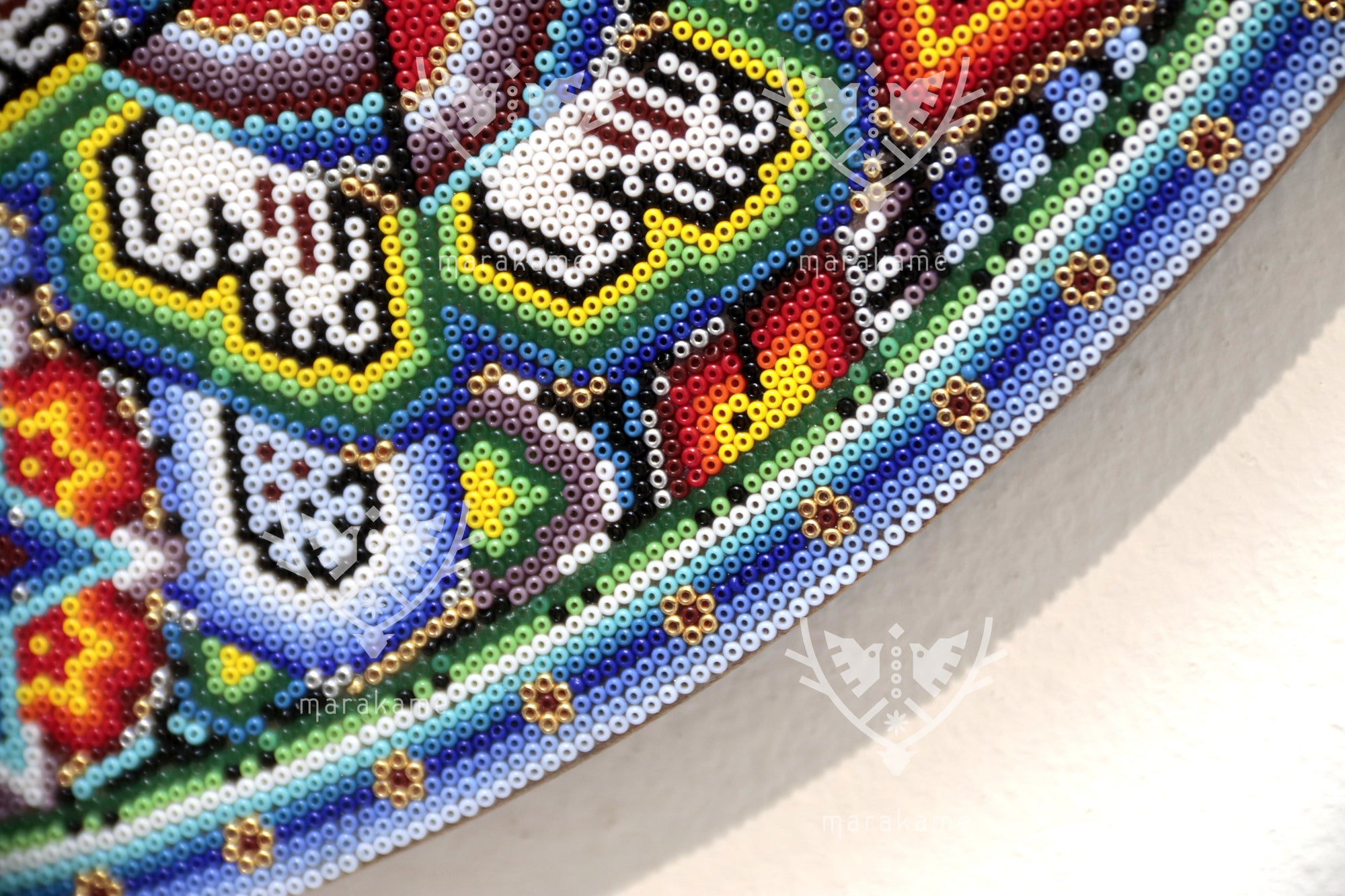 Nierika de Chaquira micro Círculo Huichol - El camino del Venado Sagrado - 40 cm.