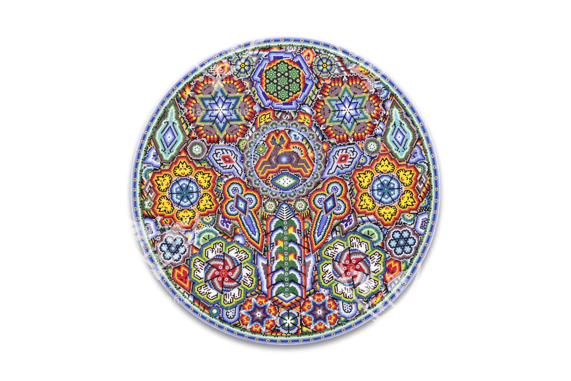 Nierika de Chaquira micro Círculo Huichol - El camino del Venado Sagrado - 40 cm.