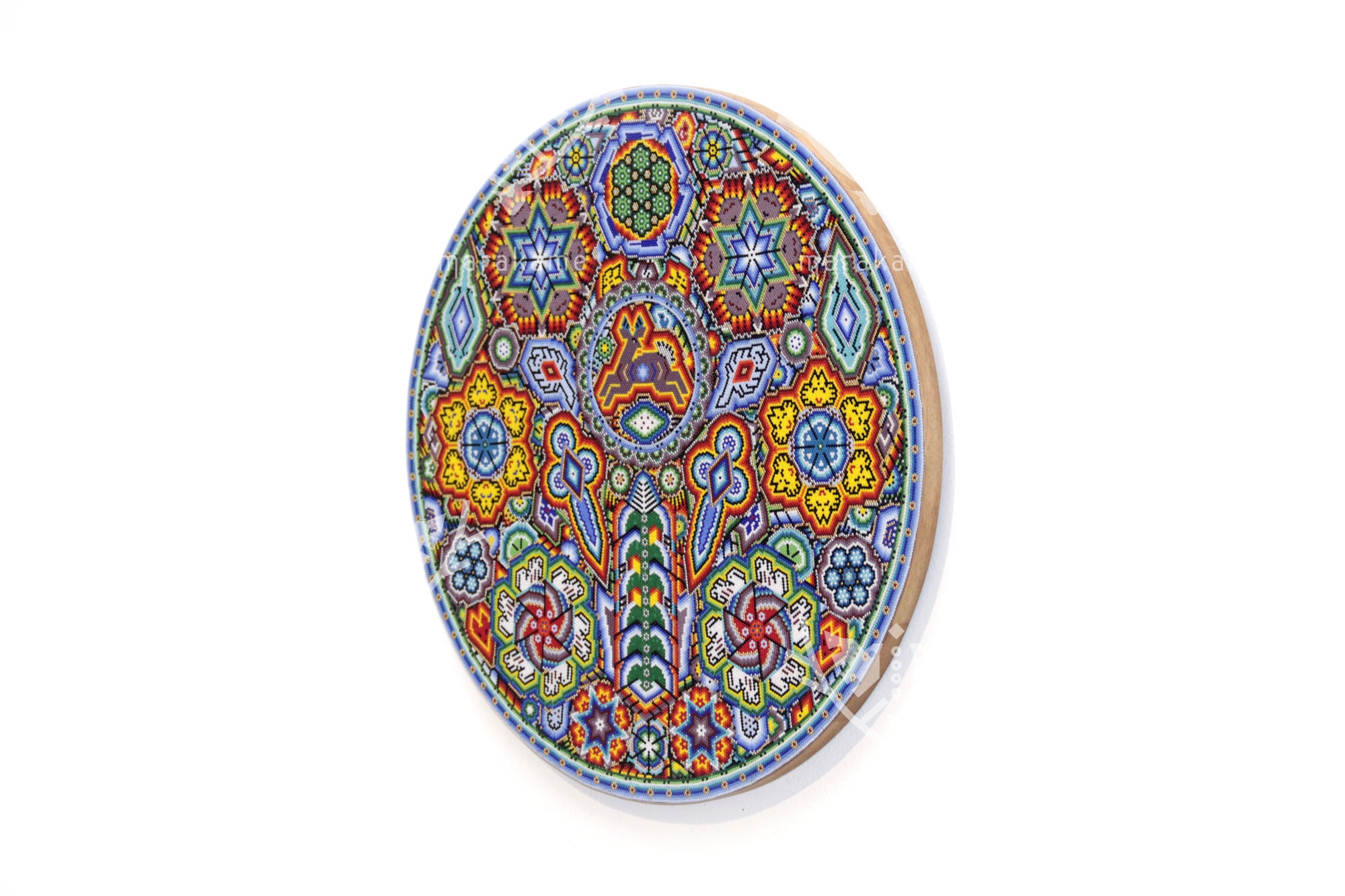 Nierika de Chaquira micro Círculo Huichol - El camino del Venado Sagrado - 40 cm.