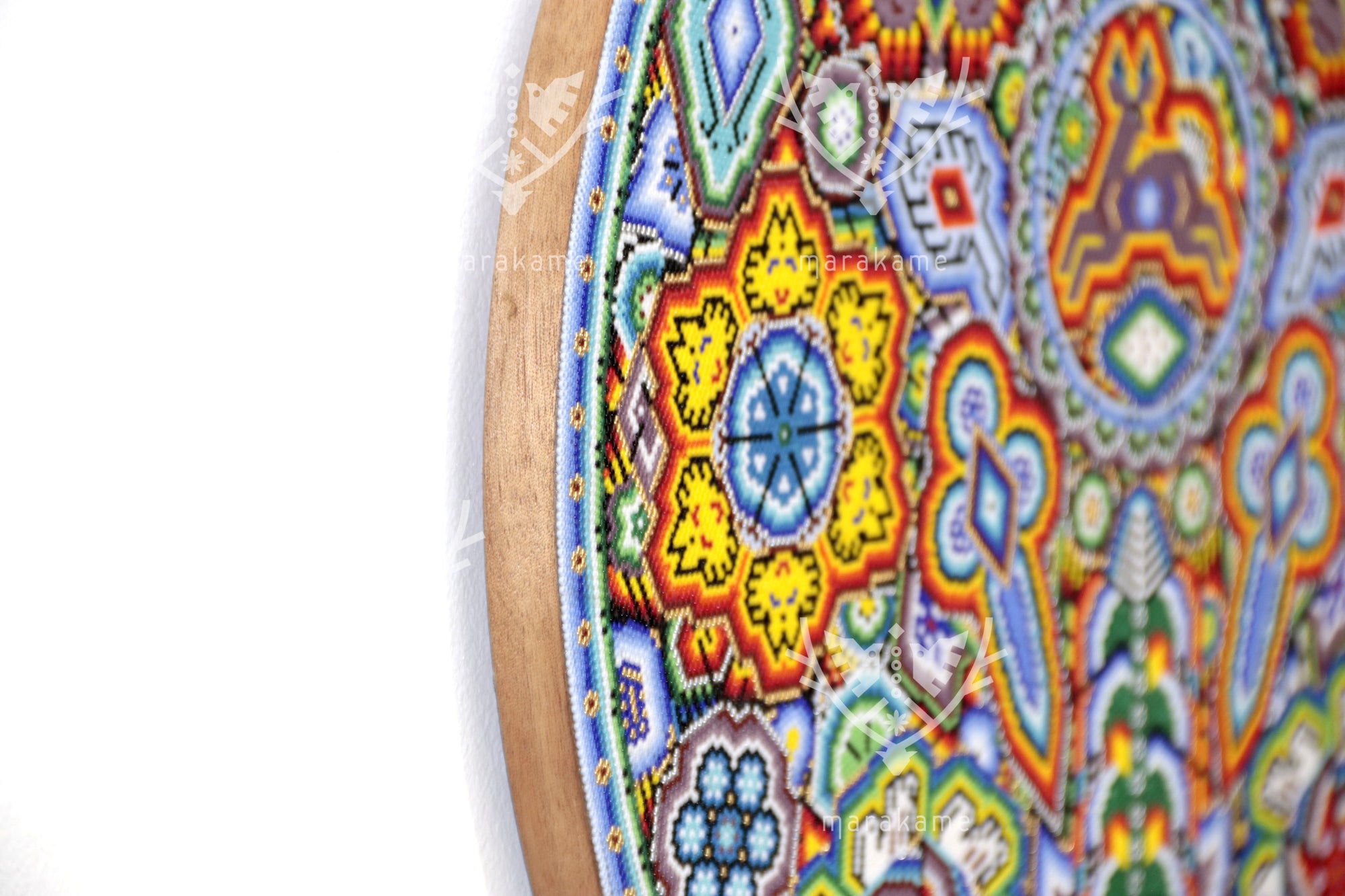 Nierika de Chaquira micro Círculo Huichol - El camino del Venado Sagrado - 40 cm.