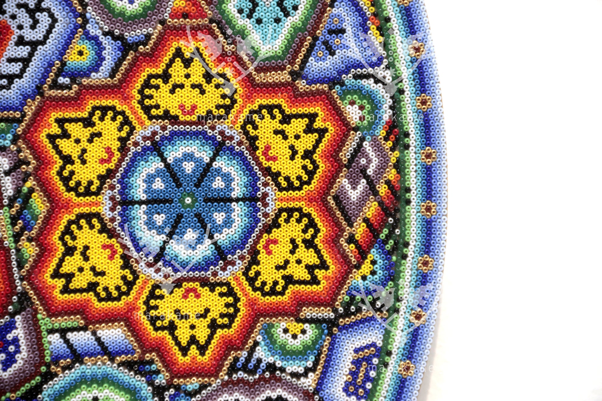 Nierika de Chaquira micro Círculo Huichol - El camino del Venado Sagrado - 40 cm.