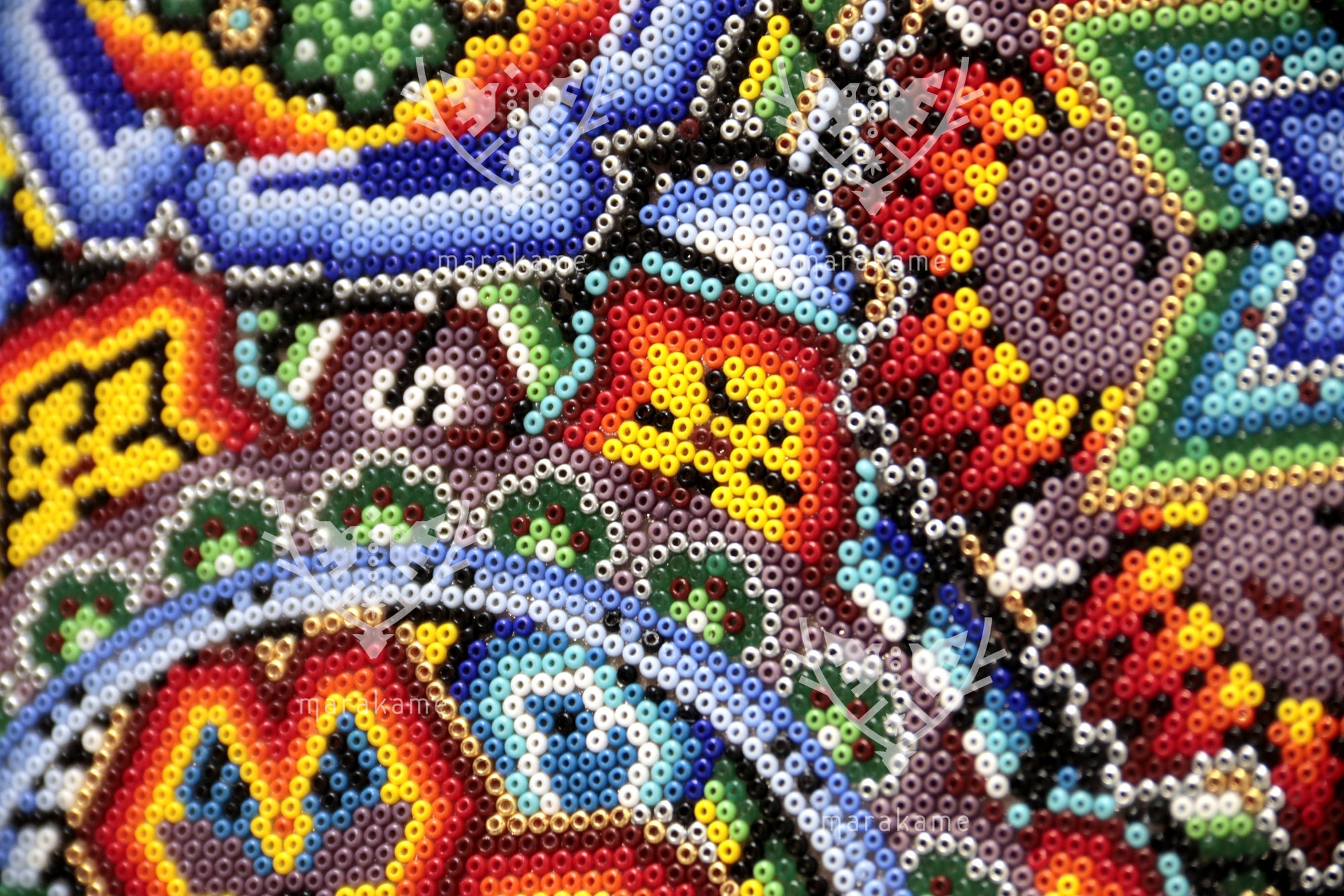 Nierika de Chaquira micro Círculo Huichol - El camino del Venado Sagrado - 40 cm.
