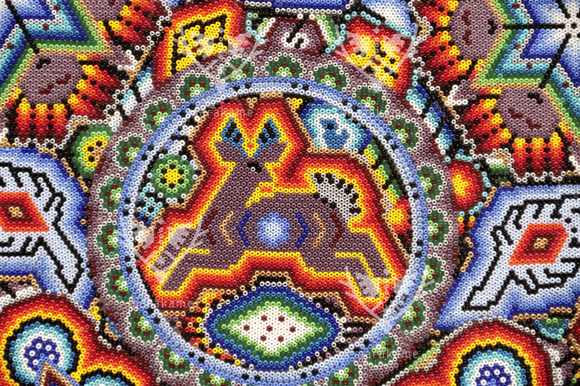 Nierika de Chaquira micro Círculo Huichol - El camino del Venado Sagrado - 40 cm.