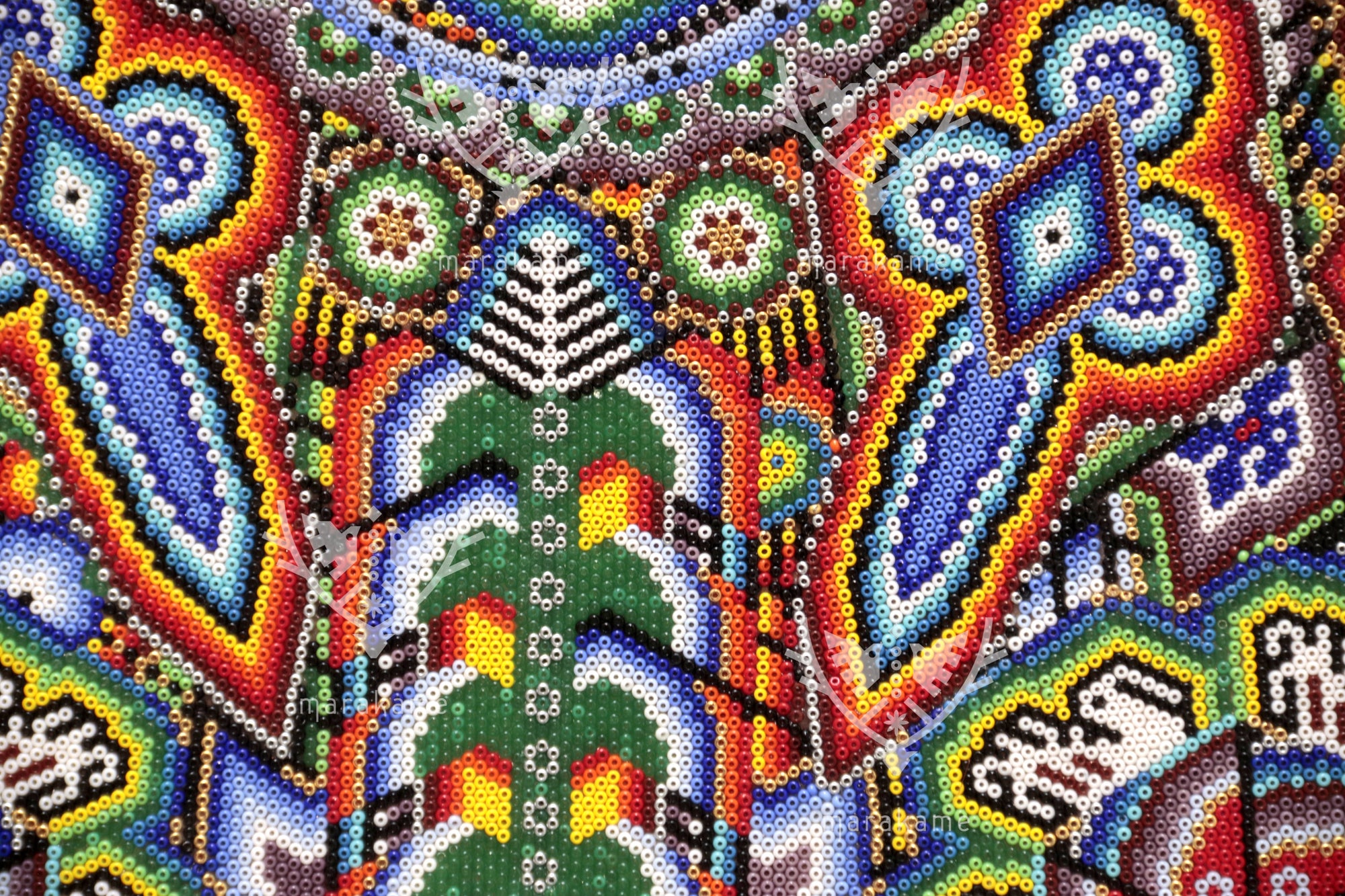 Nierika de Chaquira micro Círculo Huichol - El camino del Venado Sagrado - 40 cm.