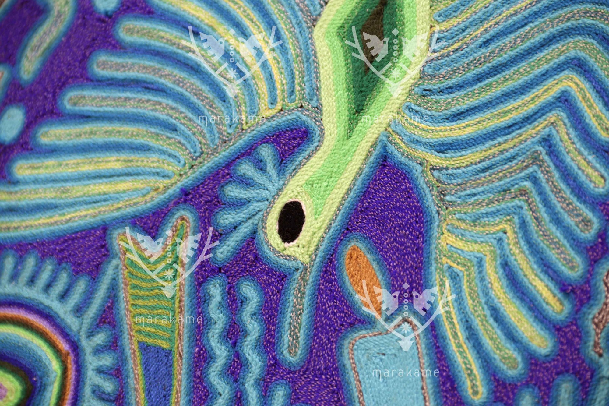 Nierika de Estambre Círculo Huichol - Wautüri - Ofrenda de Venado - 120 cm. - 2025