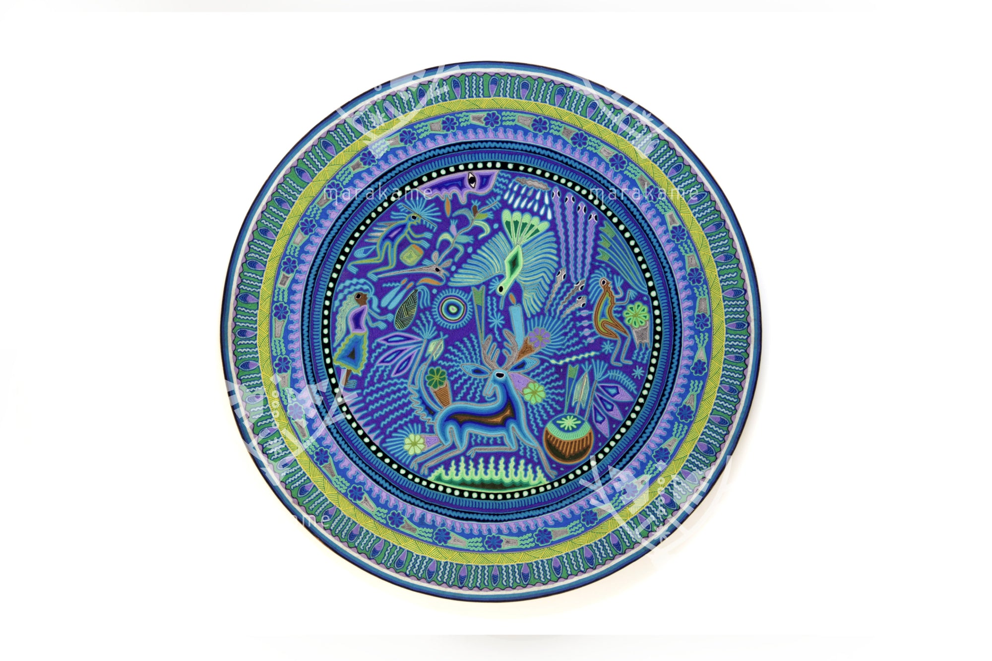 Nierika de Estambre Círculo Huichol - Wautüri - Ofrenda de Venado - 120 cm. - 2025