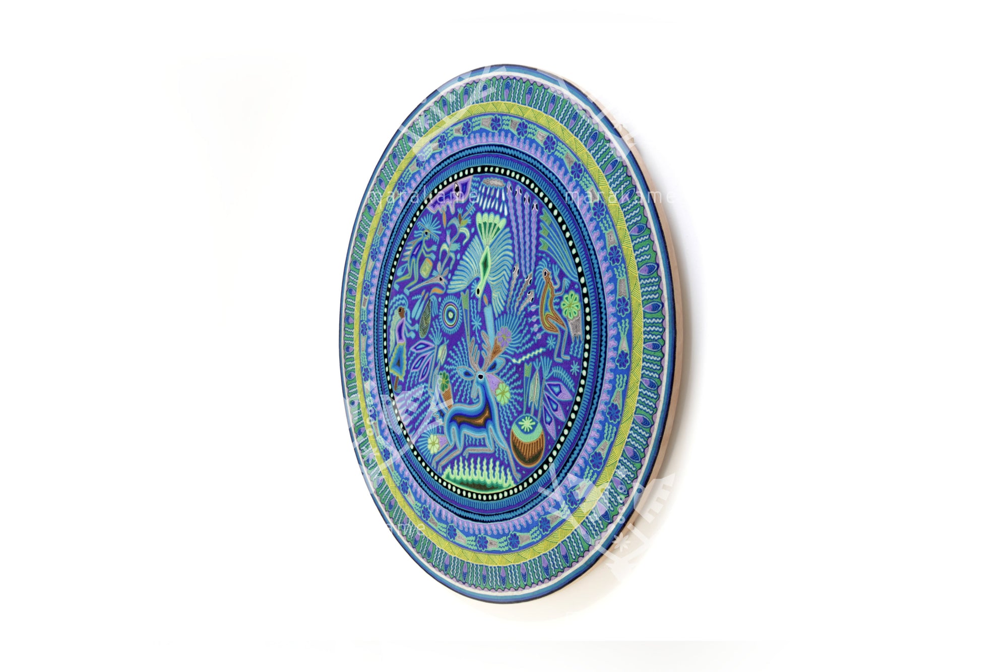 Nierika de Estambre Círculo Huichol - Wautüri - Ofrenda de Venado - 120 cm. - 2025