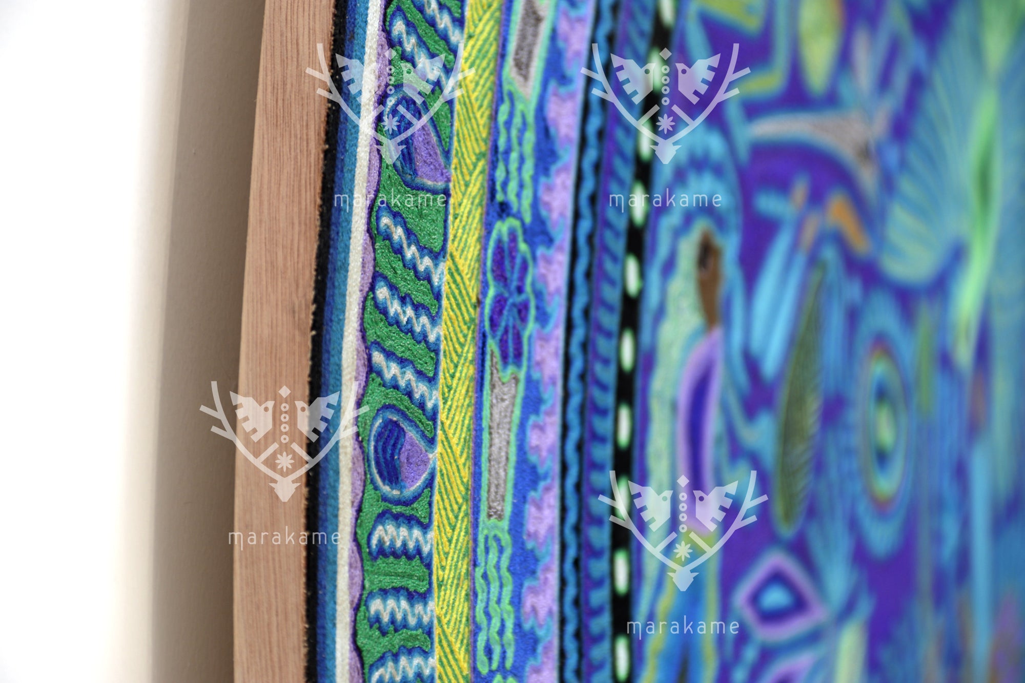 Nierika de Estambre Círculo Huichol - Wautüri - Ofrenda de Venado - 120 cm. - 2025
