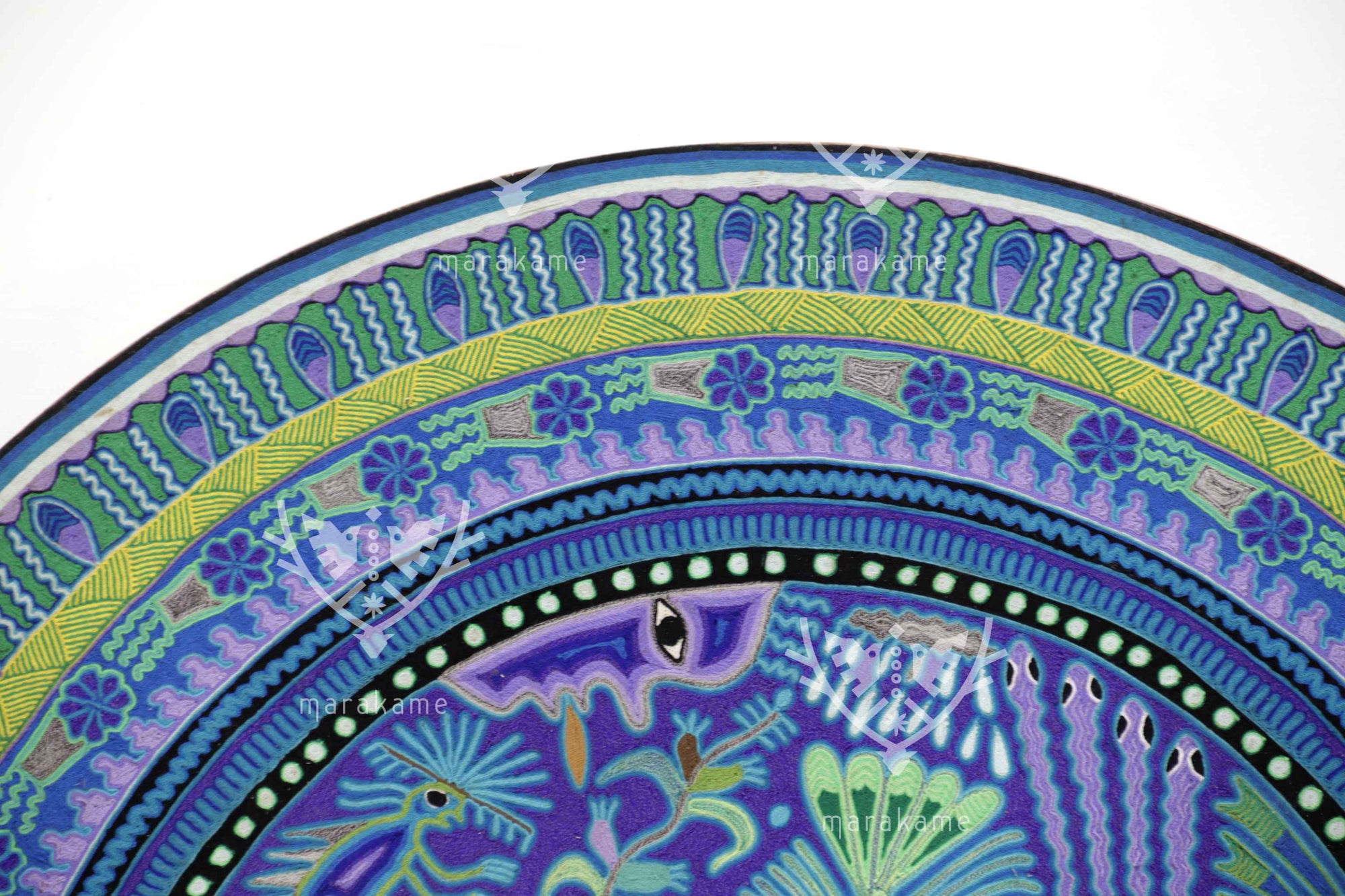 Nierika de Estambre Círculo Huichol - Wautüri - Ofrenda de Venado - 120 cm. - 2025