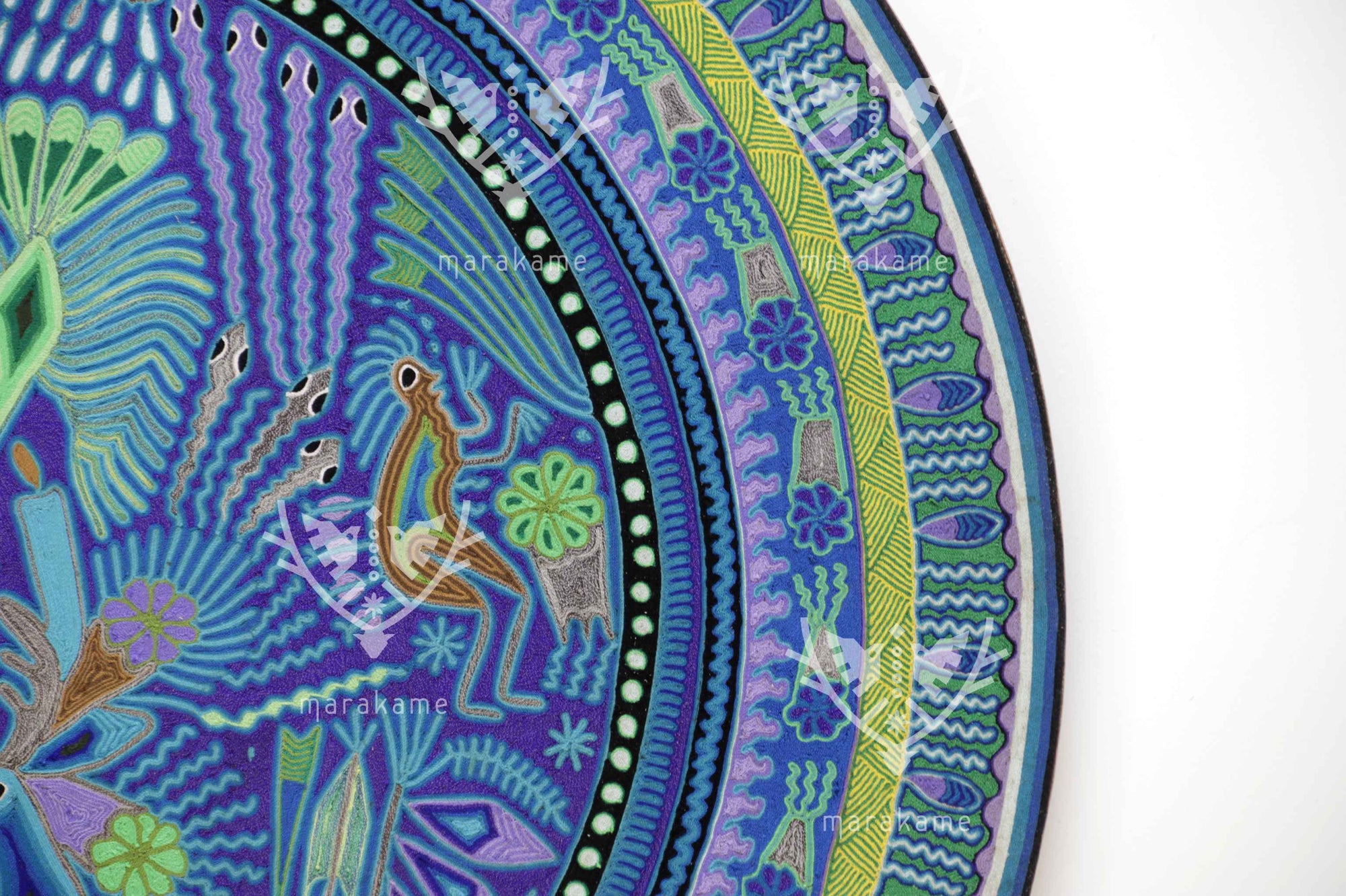 Nierika de Estambre Círculo Huichol - Wautüri - Ofrenda de Venado - 120 cm. - 2025
