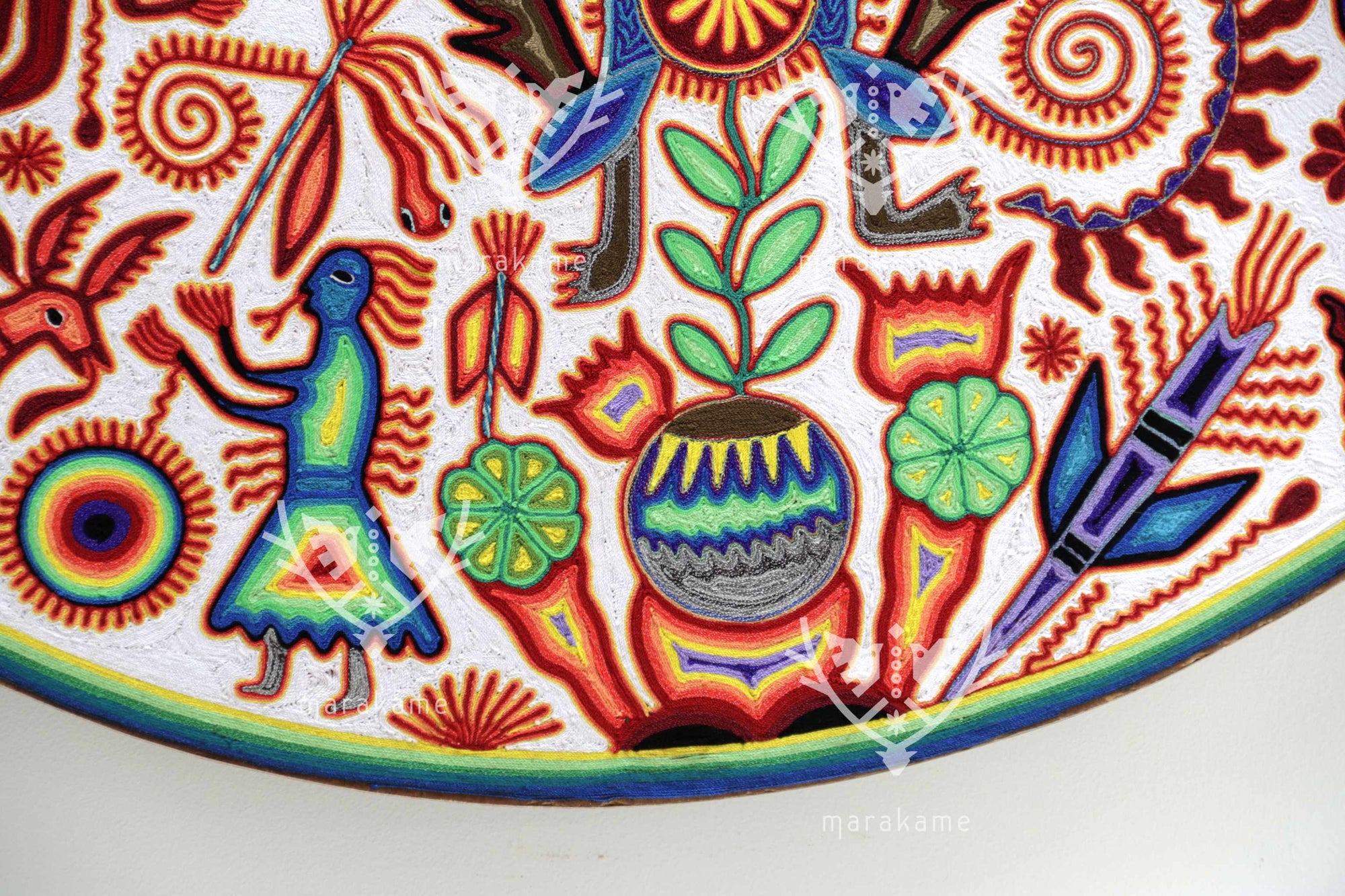 Nierika de Estambre Círculo Huichol - Cosecha del venado azul- 120 cm. - 2025
