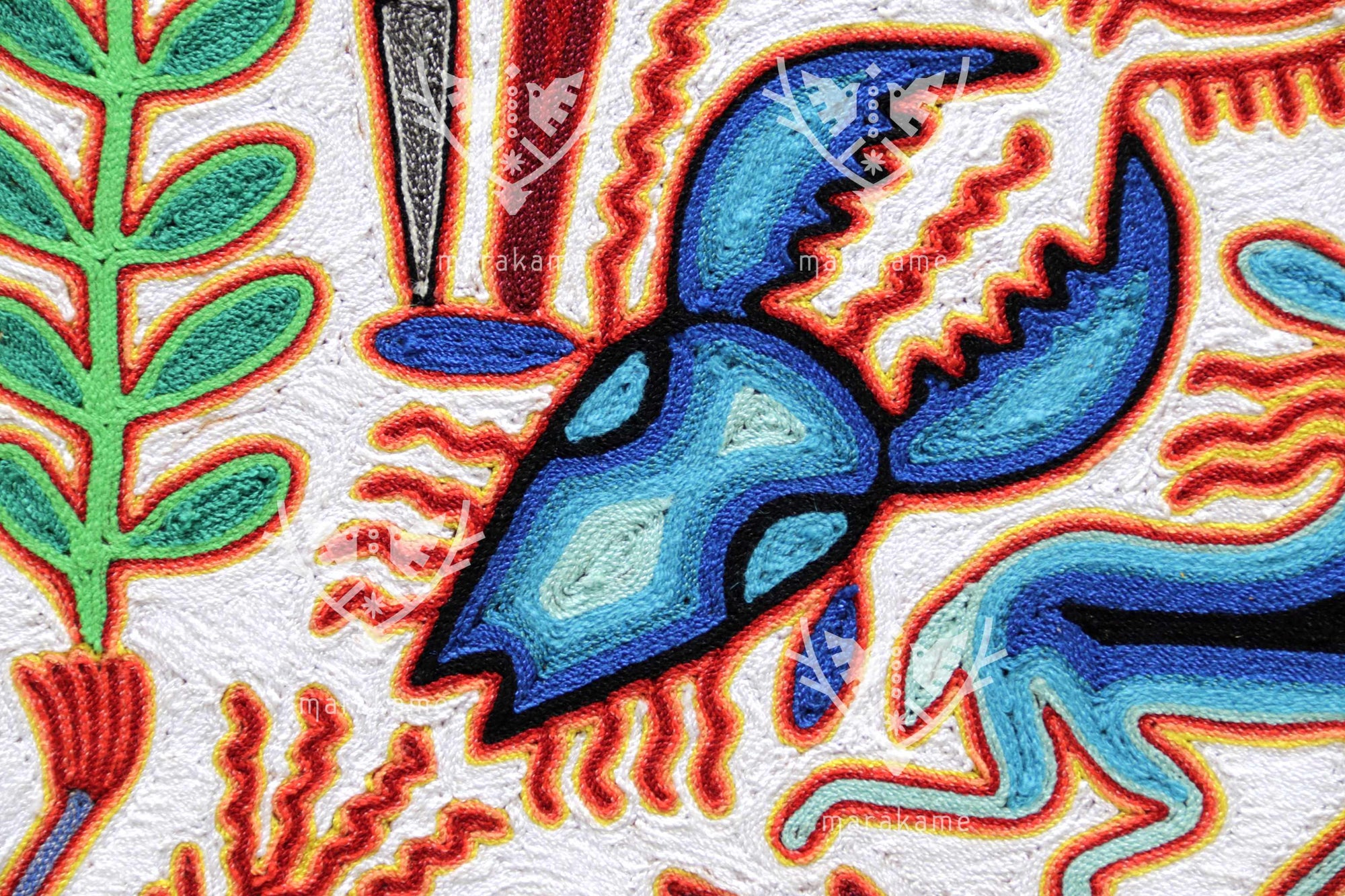 Nierika de Estambre Círculo Huichol - Cosecha del venado azul- 120 cm. - 2025