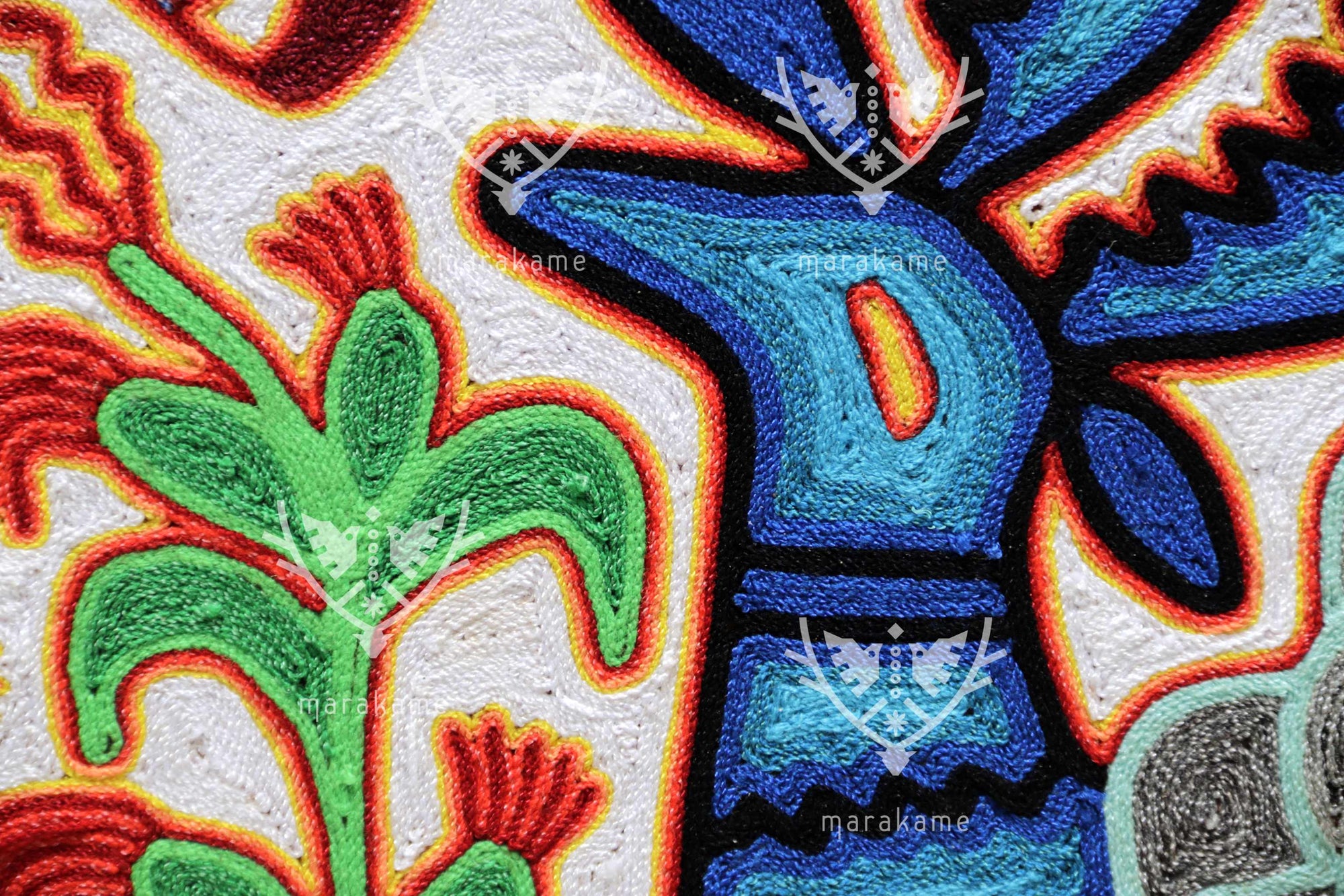 Nierika de Estambre Círculo Huichol - Cosecha del venado azul- 120 cm. - 2025