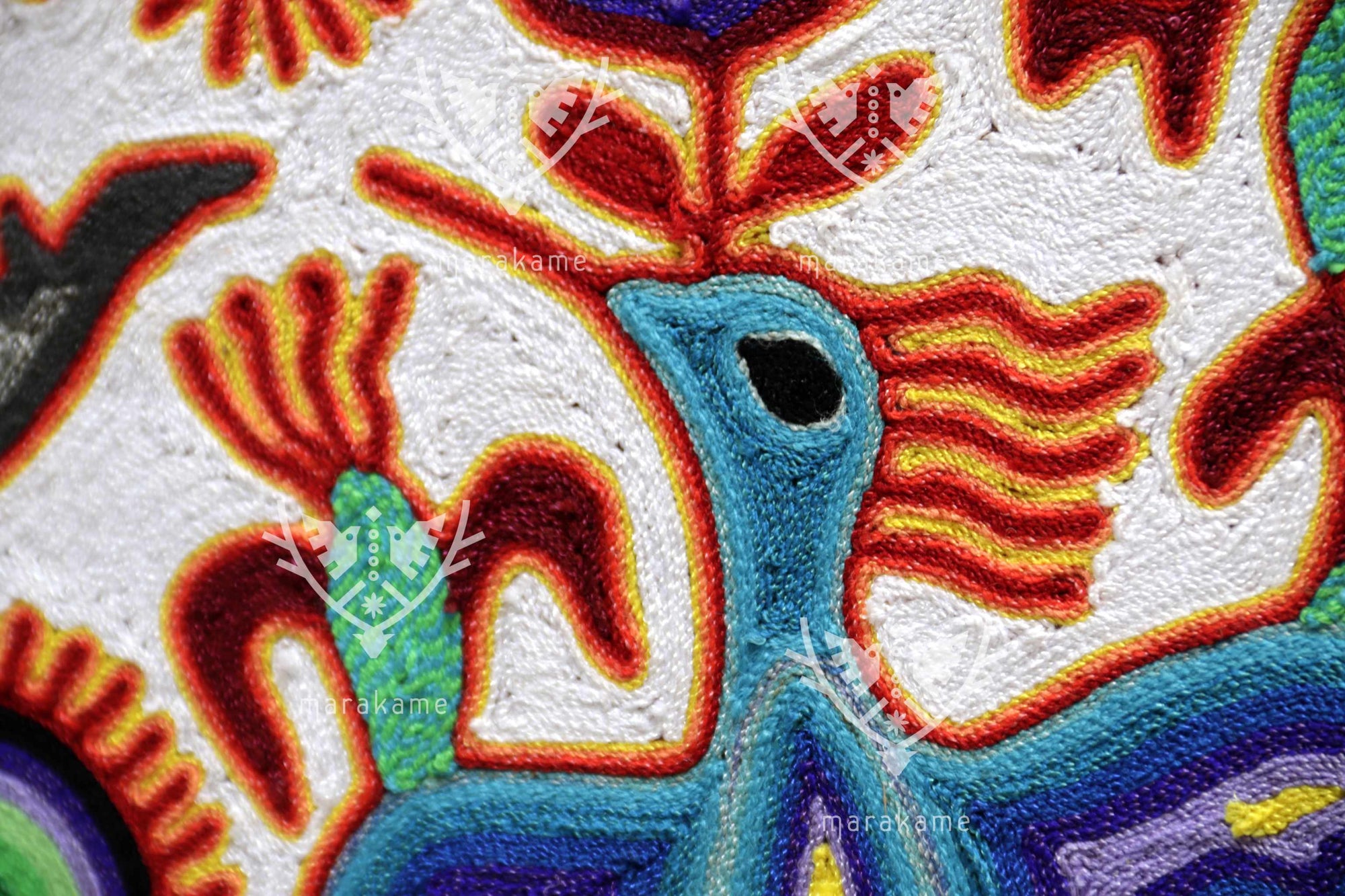 Nierika de Estambre Círculo Huichol - Cosecha del venado azul- 120 cm. - 2025