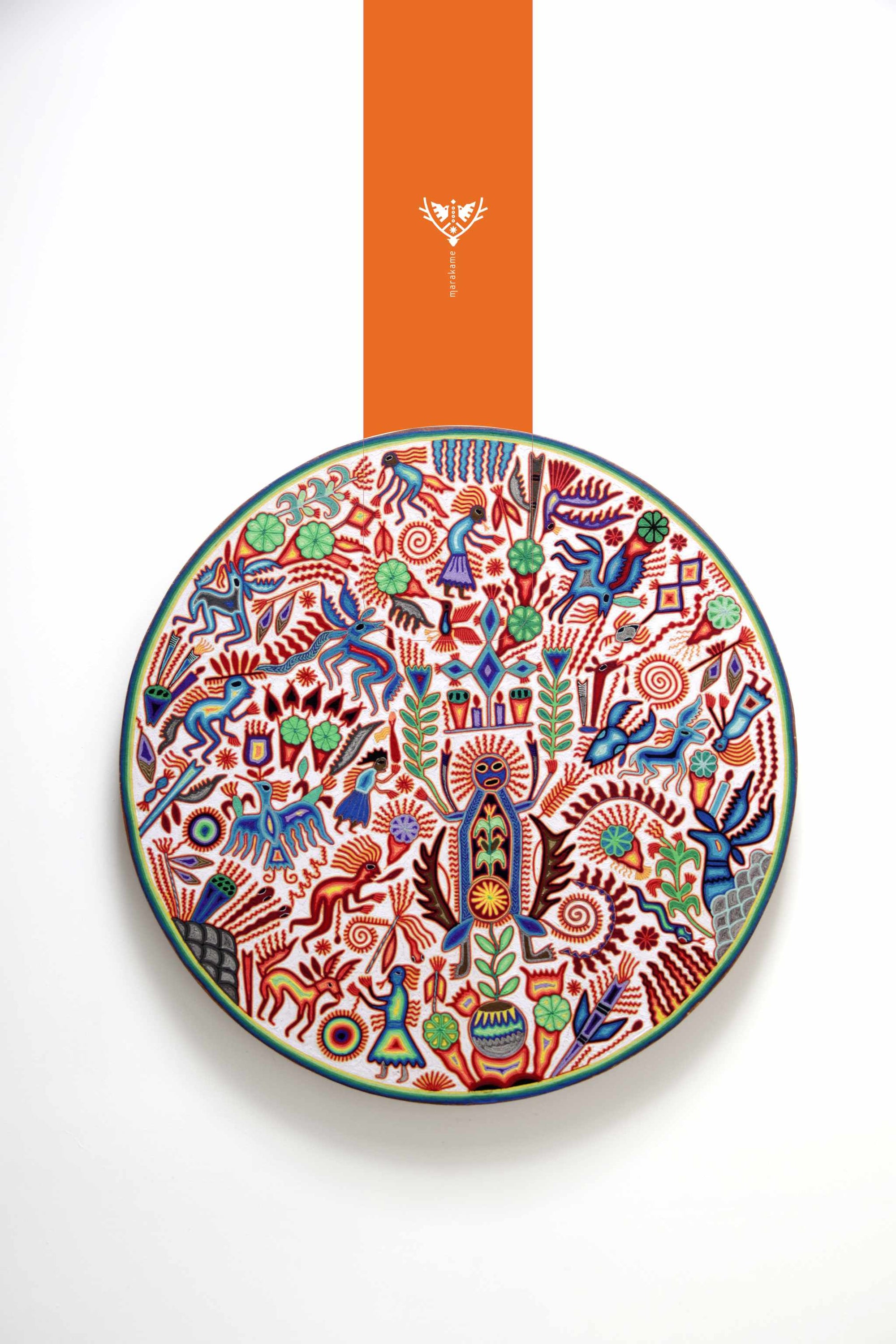 Nierika de Estambre Círculo Huichol - Cosecha del venado azul- 120 cm. - 2025