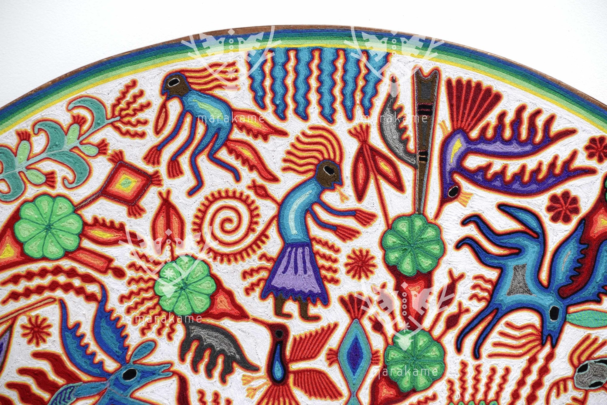 Nierika de Estambre Círculo Huichol - Cosecha del venado azul- 120 cm. - 2025