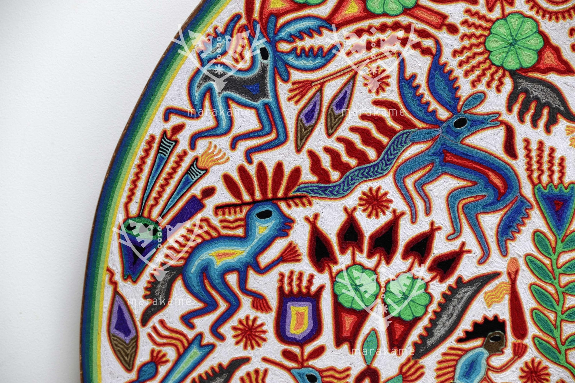 Nierika de Estambre Círculo Huichol - Cosecha del venado azul- 120 cm. - 2025