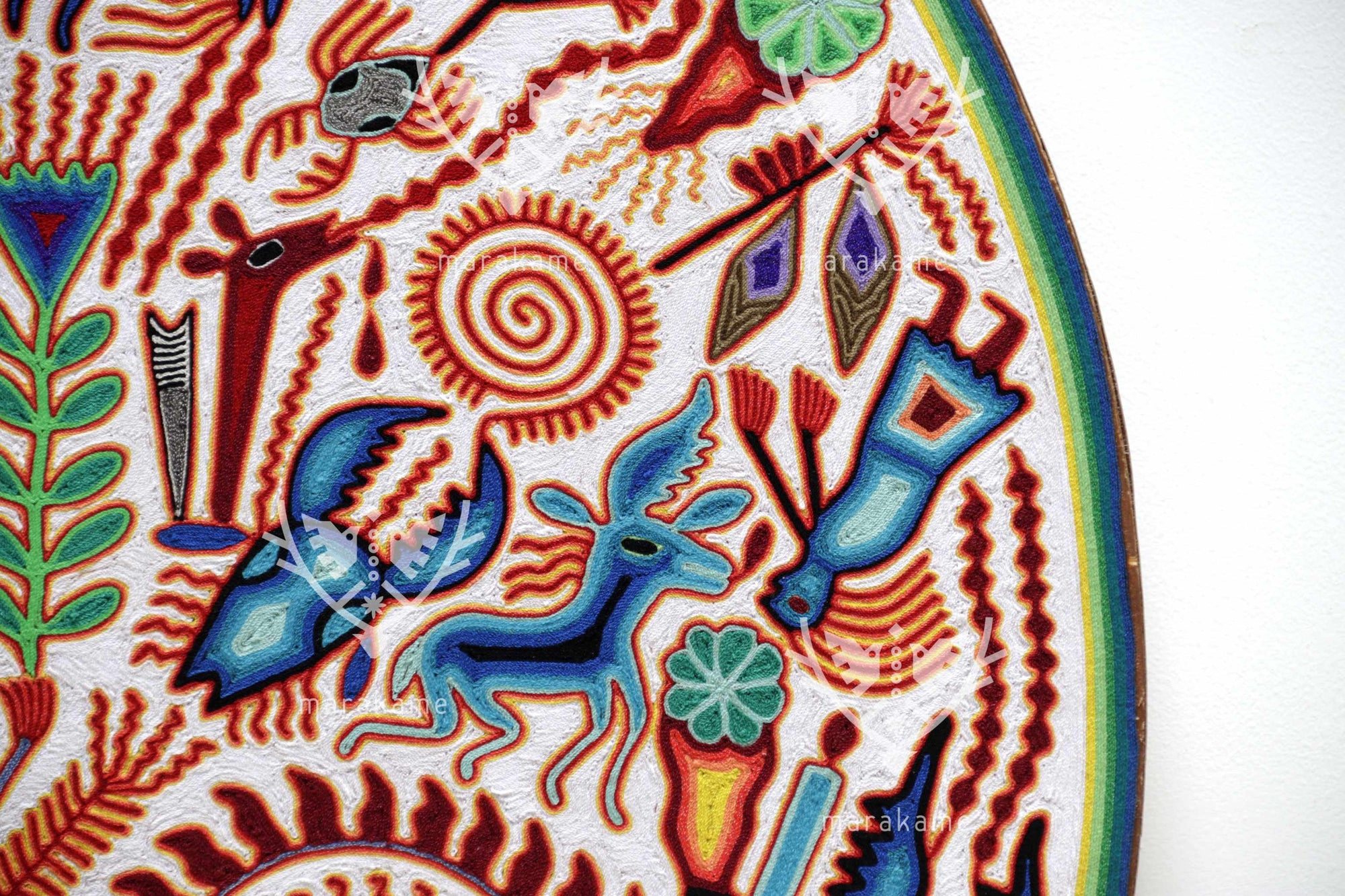 Nierika de Estambre Círculo Huichol - Cosecha del venado azul- 120 cm. - 2025