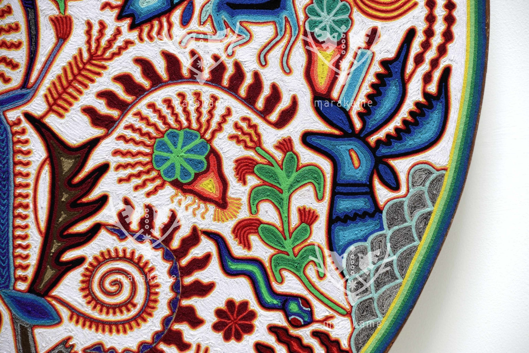 Nierika de Estambre Círculo Huichol - Cosecha del venado azul- 120 cm. - 2025