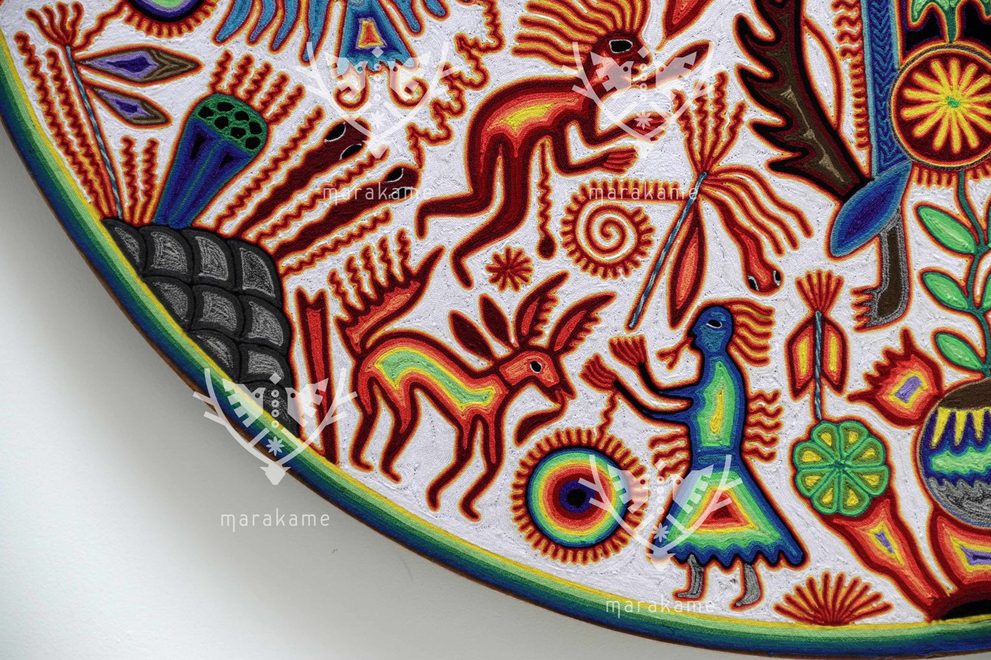 Nierika de Estambre Círculo Huichol - Cosecha del venado azul- 120 cm. - 2025