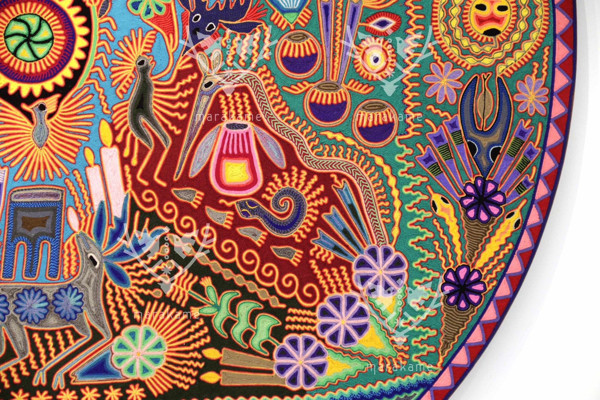 Nierika de Estambre Círculo Huichol - Hikuri - Peyote central - 160 cm. - 2025