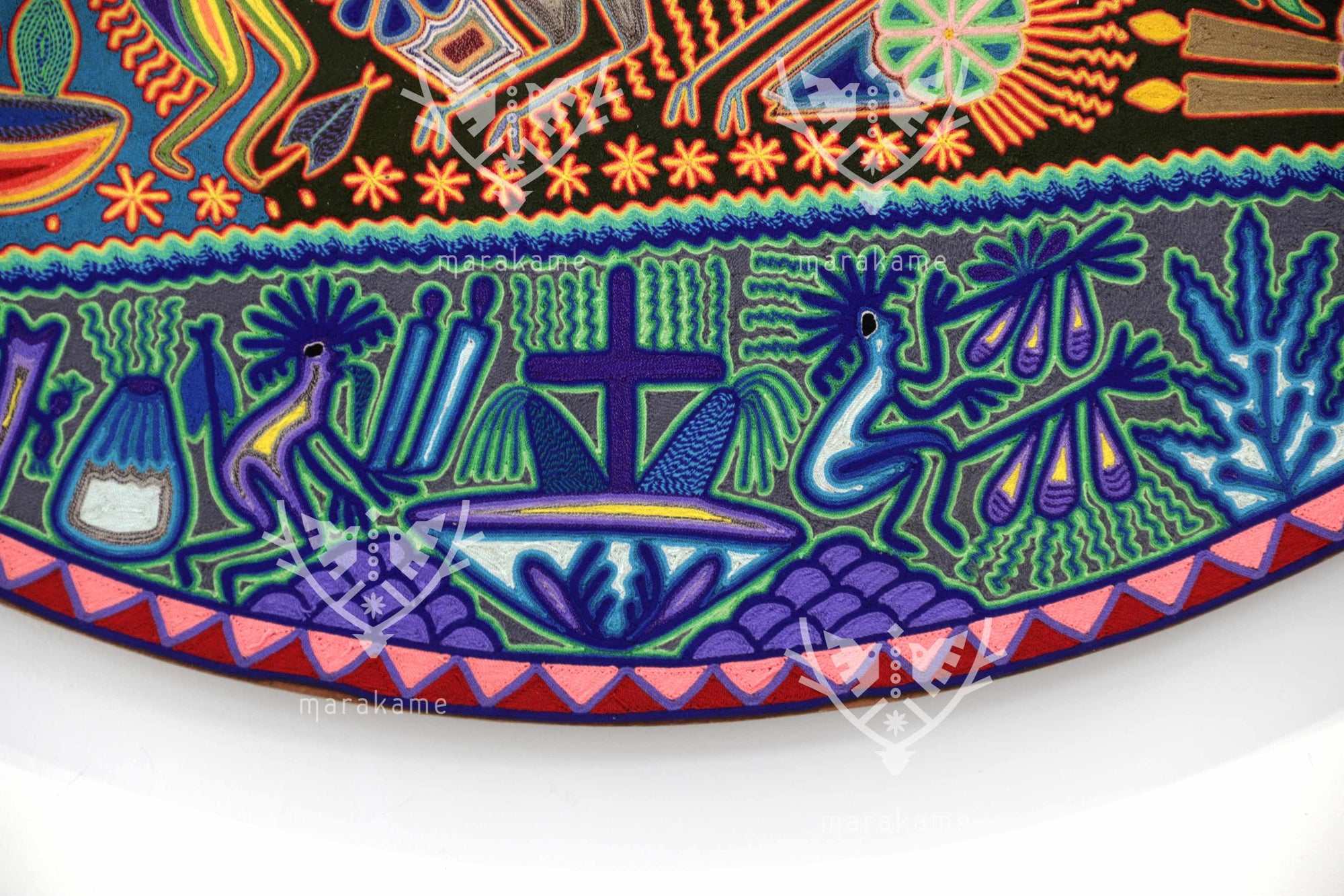 Nierika de Estambre Círculo Huichol - Hikuri - Peyote central - 160 cm. - 2025