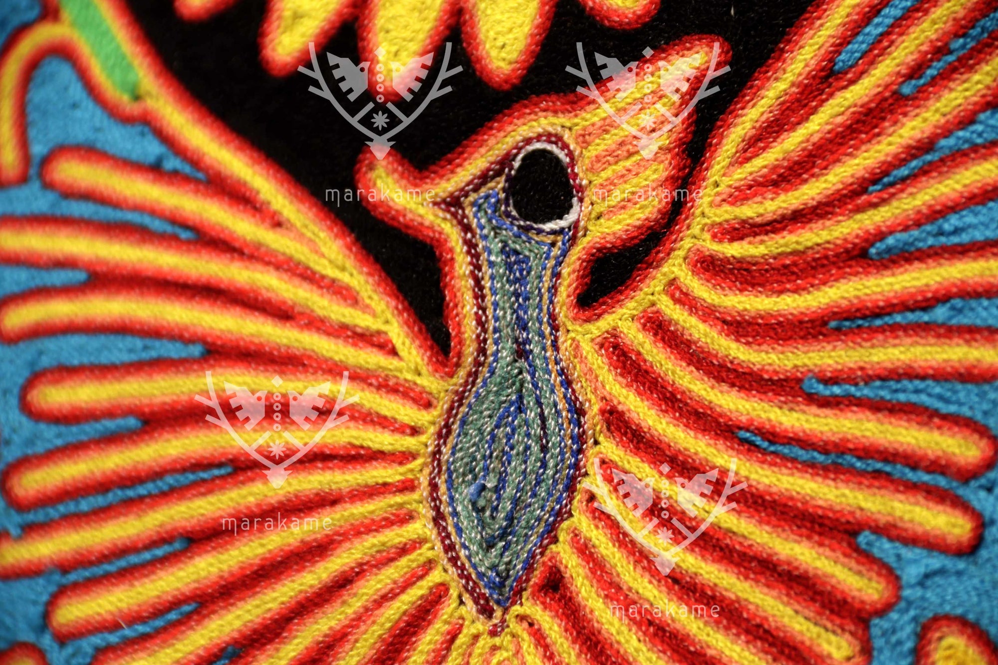 Nierika de Estambre Círculo Huichol - Hikuri - Peyote central - 160 cm. - 2025